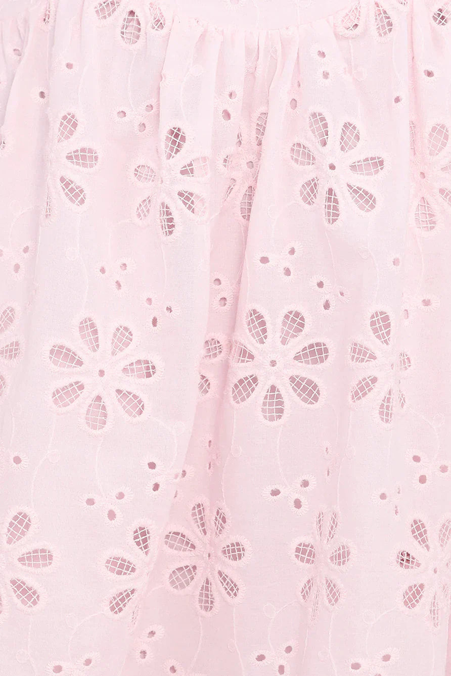 Lynne Mini Dress - Pink Broderie