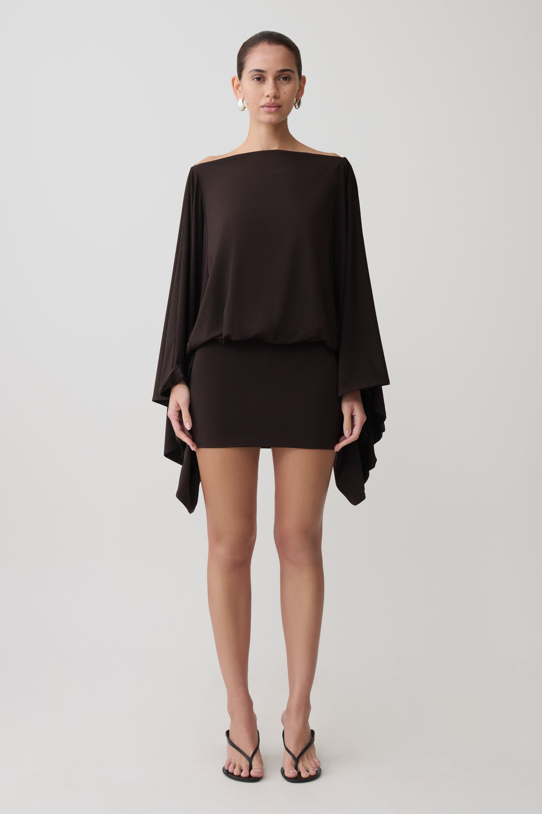 Jessy Draped Mini Dress - Dark Chocolate
