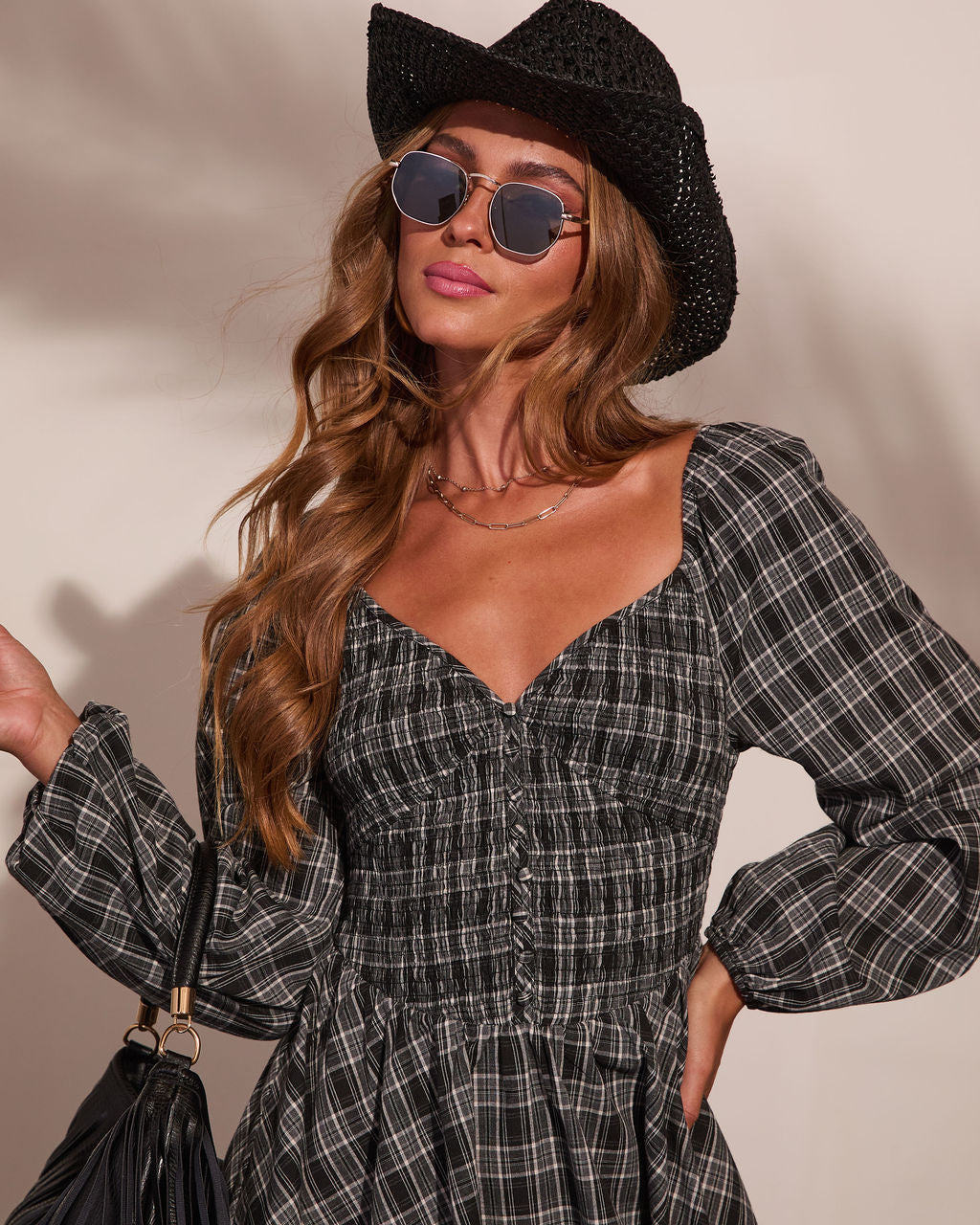 Brynleigh Cotton Plaid Mini Dress