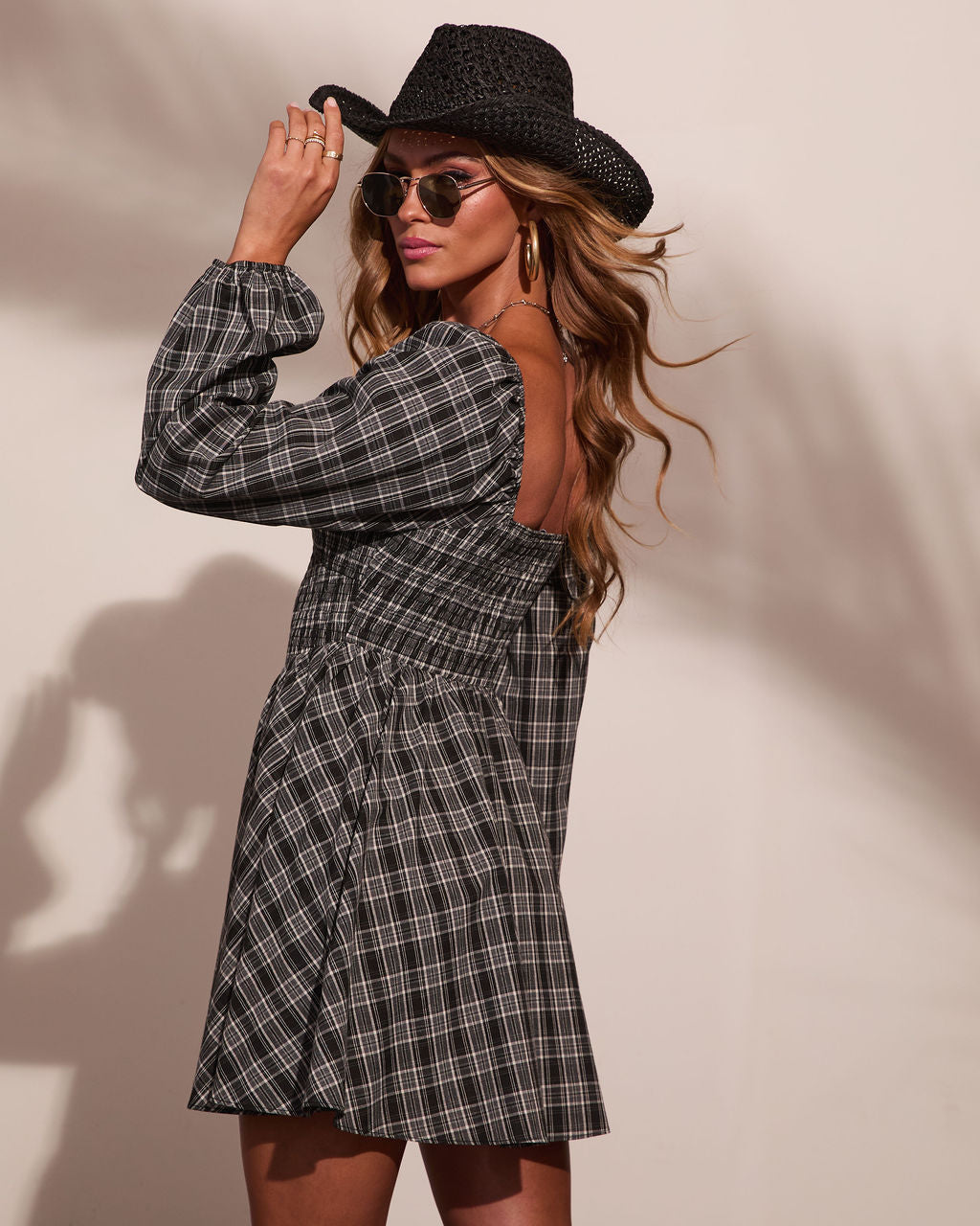 Brynleigh Cotton Plaid Mini Dress