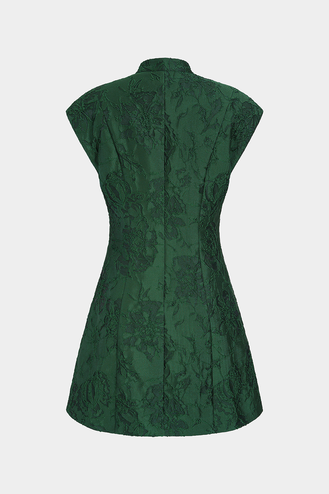 Jacquard Frog Button Sleeveless Mini Dress