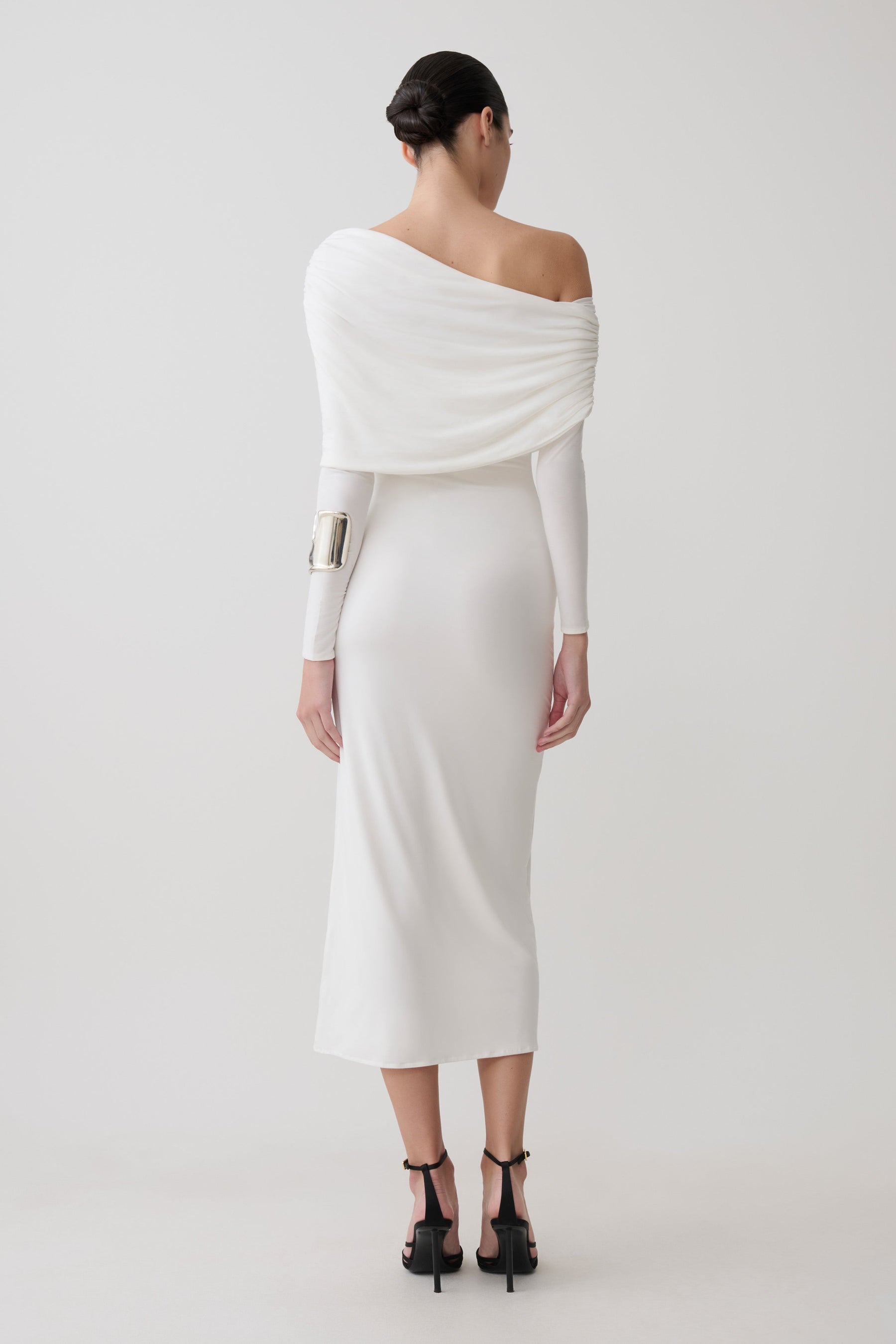 Corinna Modal One Shoulder Midi Dress - White