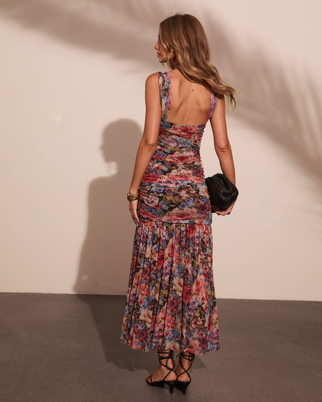 Wild Reverie Ruched Floral Maxi Dress