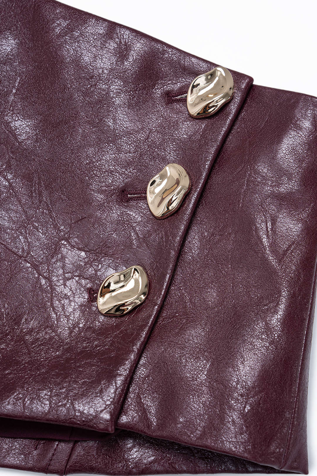 Faux Leather Patchwork Metallic Asymmetrical Skirt