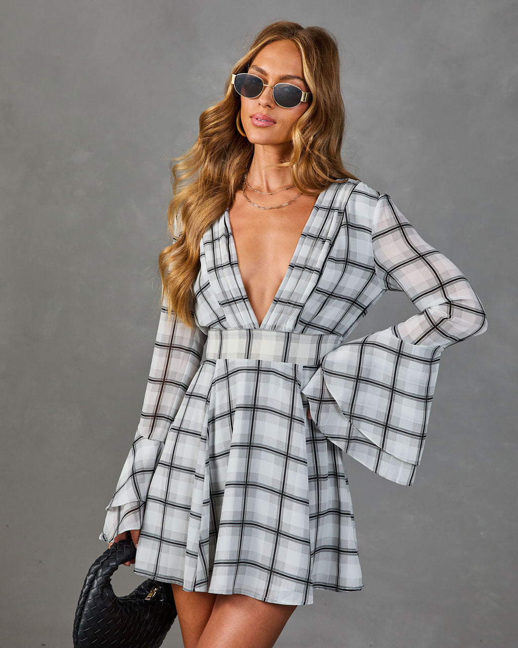City Brunch Plaid Mini Dress