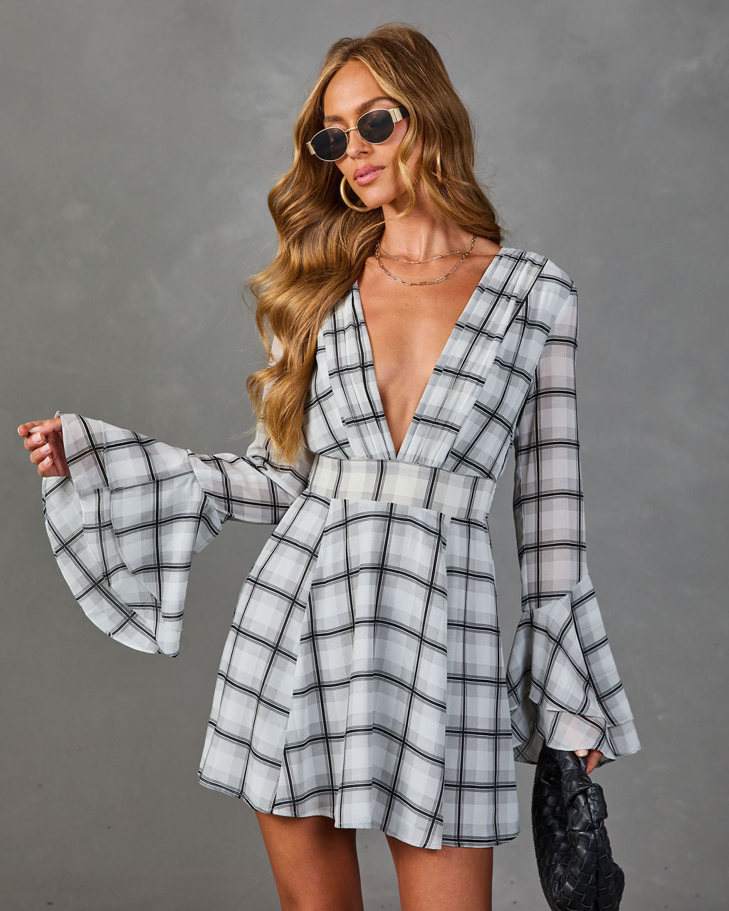 City Brunch Plaid Mini Dress