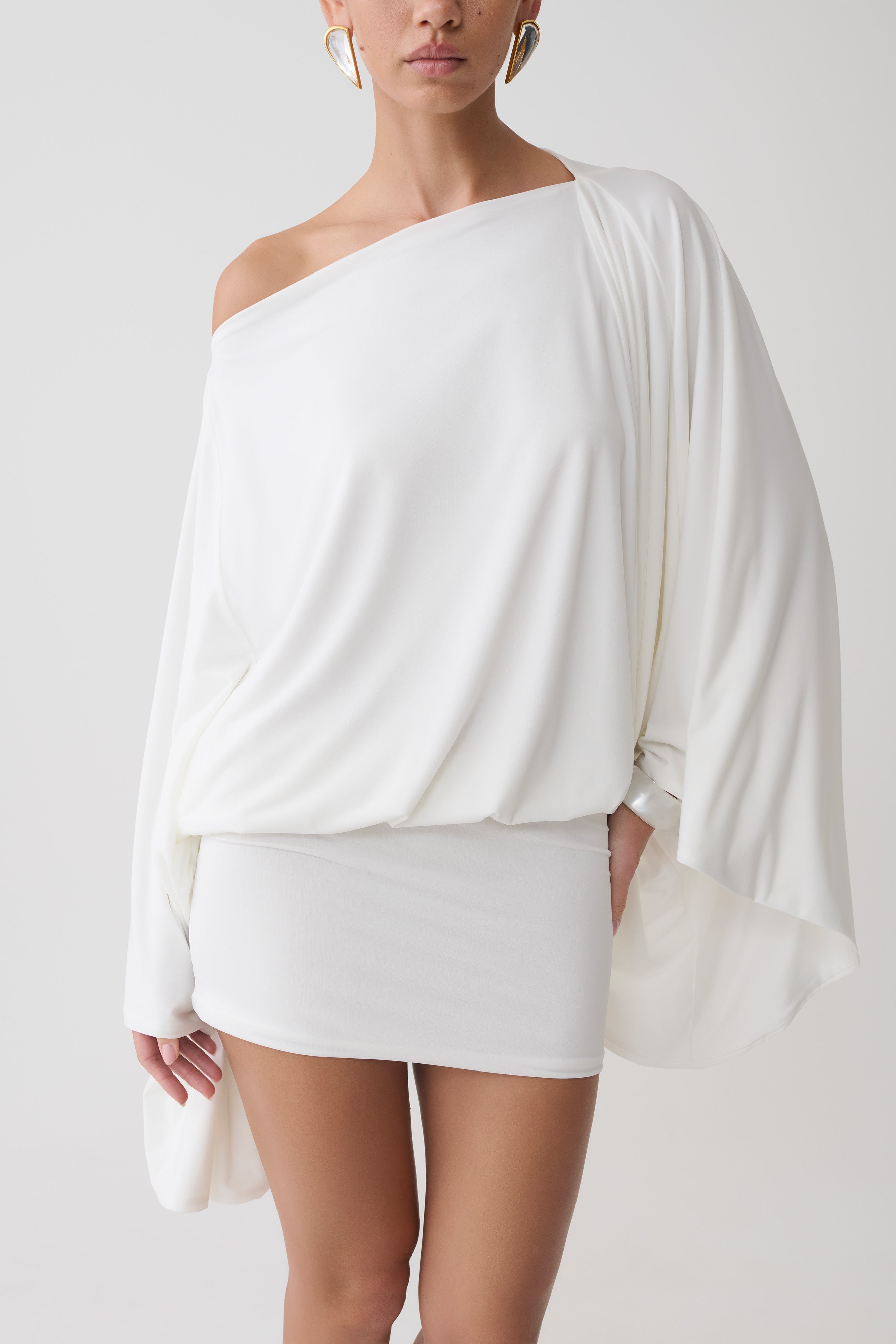 Jessy Draped Mini Dress - Ivory