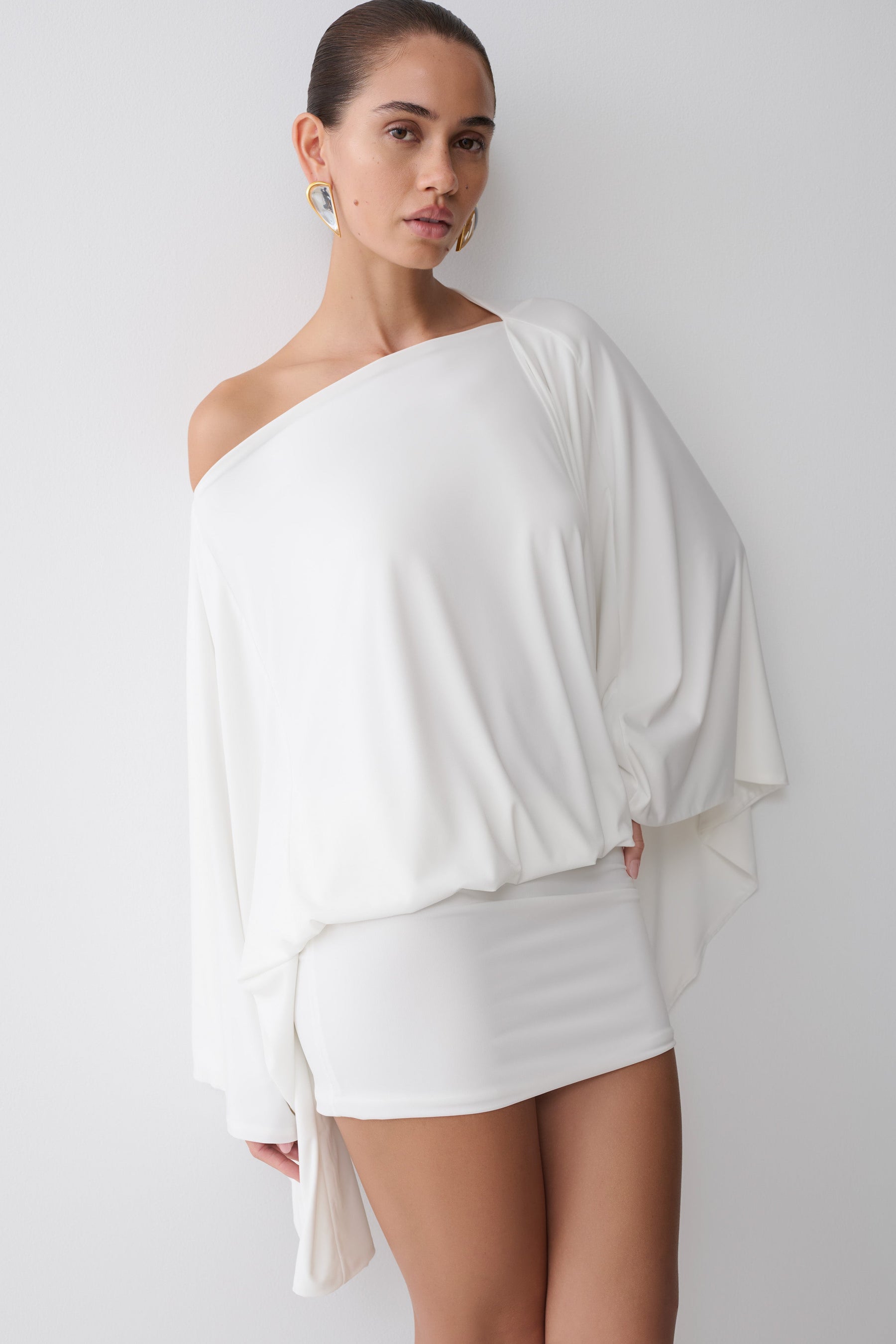 Jessy Draped Mini Dress - Ivory