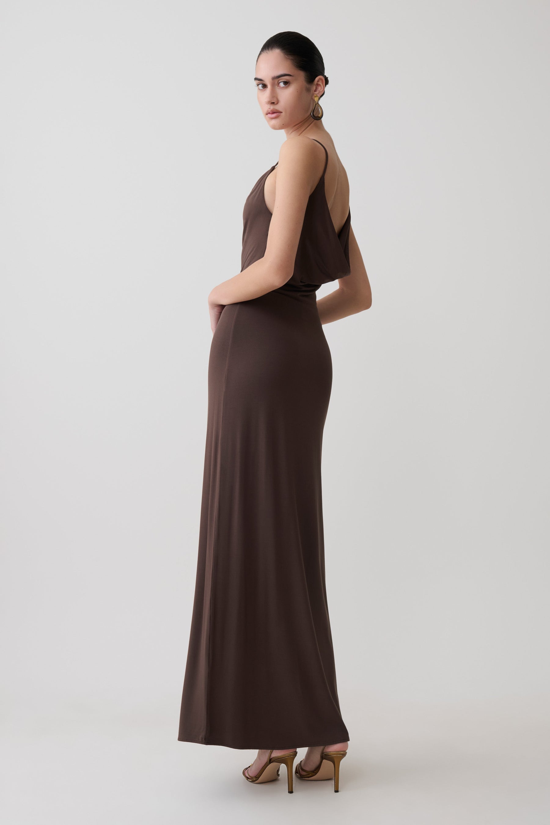 Joni Cowl Maxi Dress - Bitter Chocolate