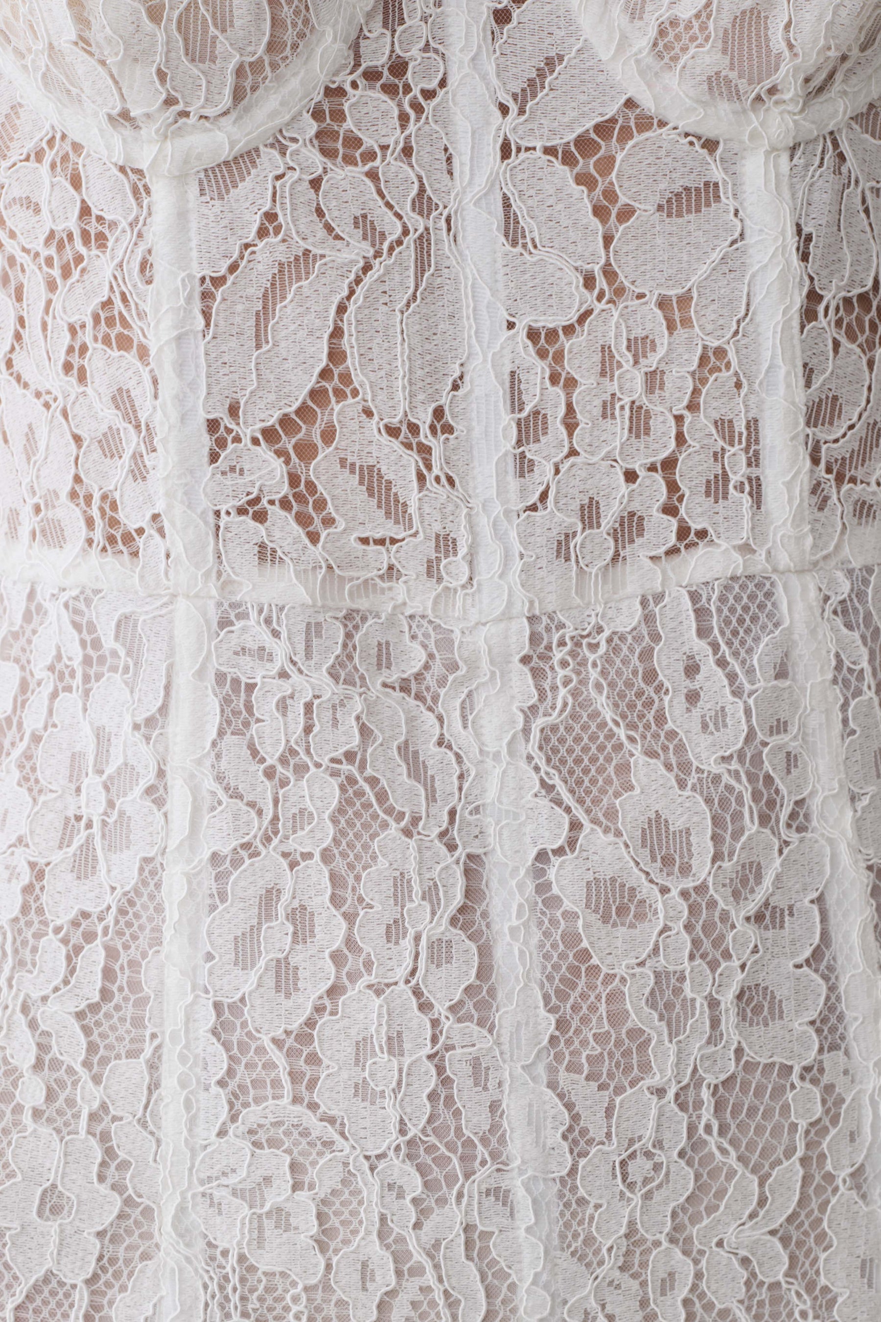 Ottilie Lace And Mesh Midi Dress - White