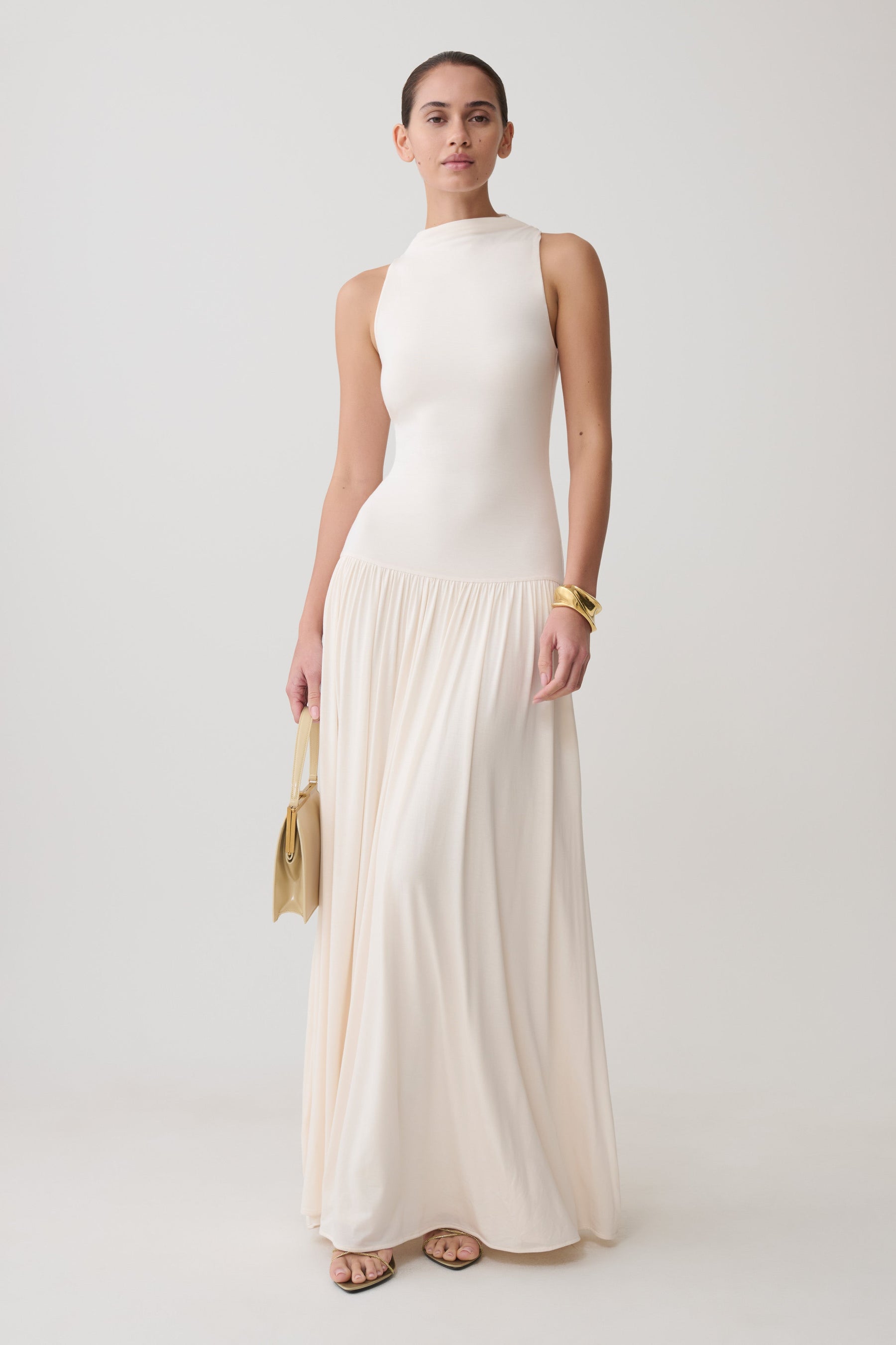 Zsela High Neck Modal Maxi Dress - Ivory