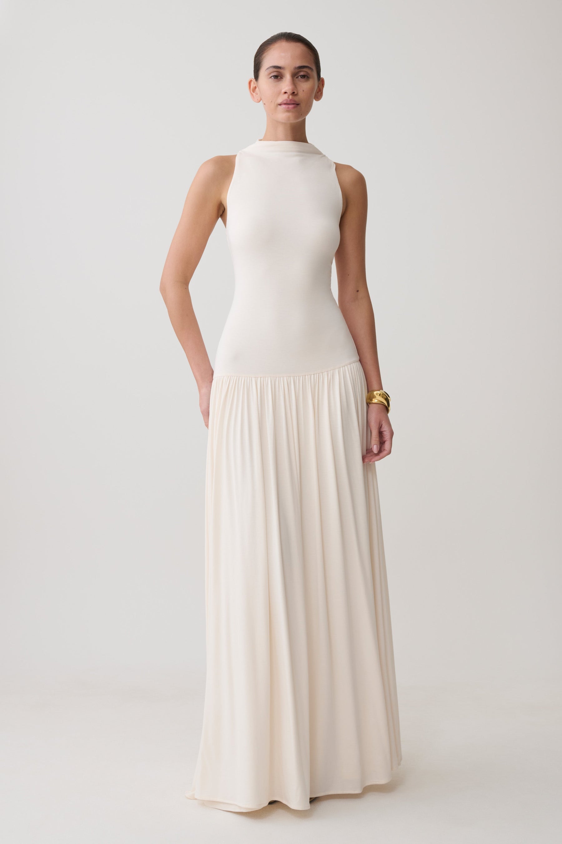 Zsela High Neck Modal Maxi Dress - Ivory