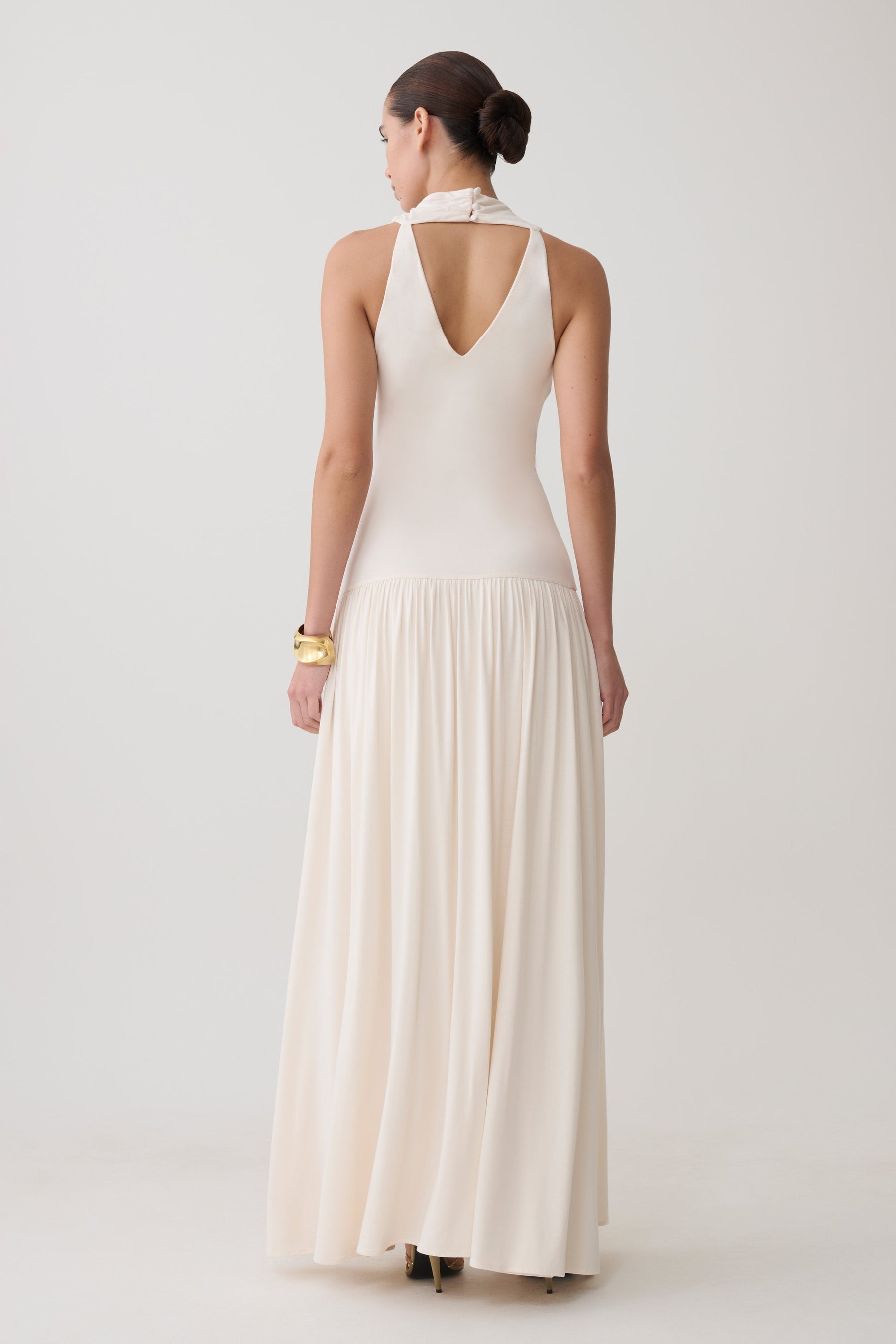 Zsela High Neck Modal Maxi Dress - Ivory