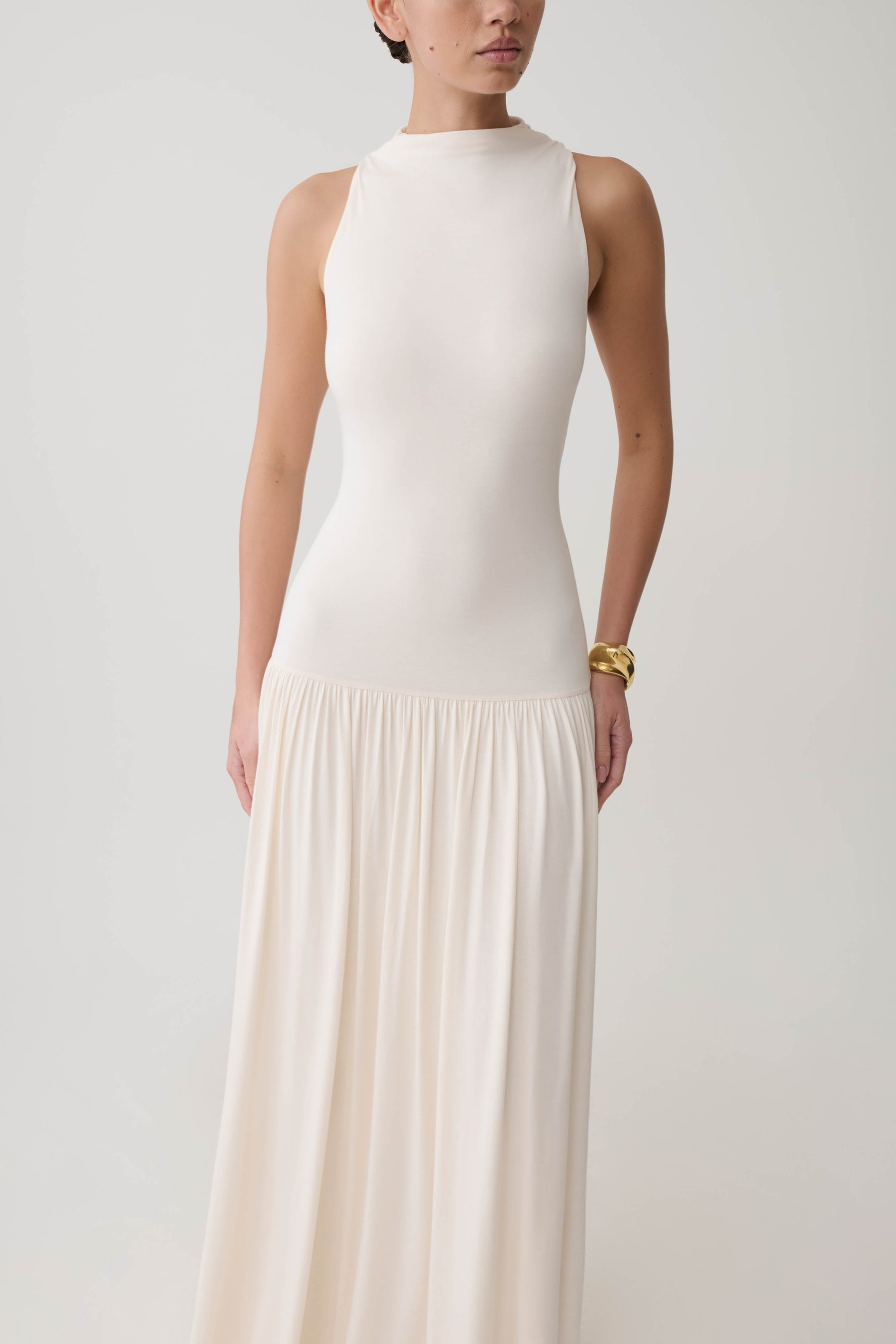 Zsela High Neck Modal Maxi Dress - Ivory
