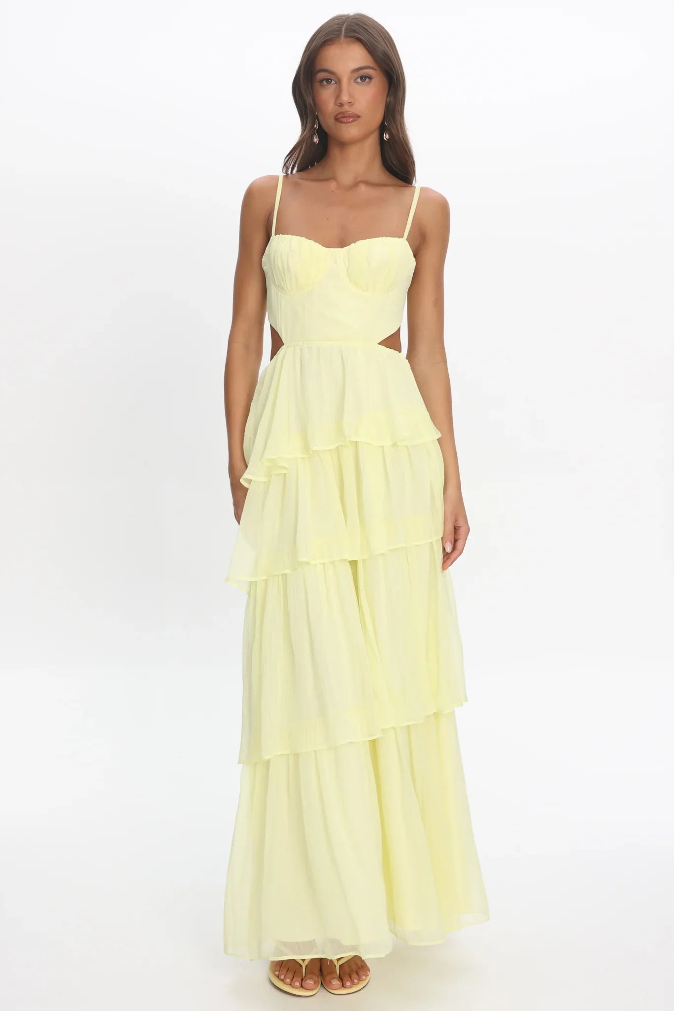 Vianne Tiered Cut-Out Maxi Dress Butter