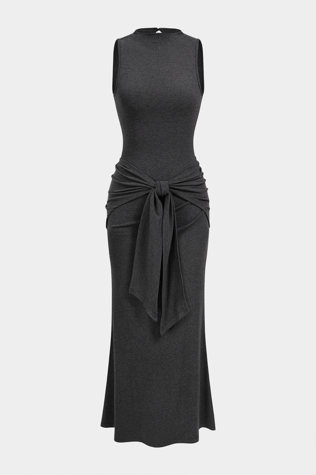 Tie-Up Ruched Sleeveless Maxi Dress