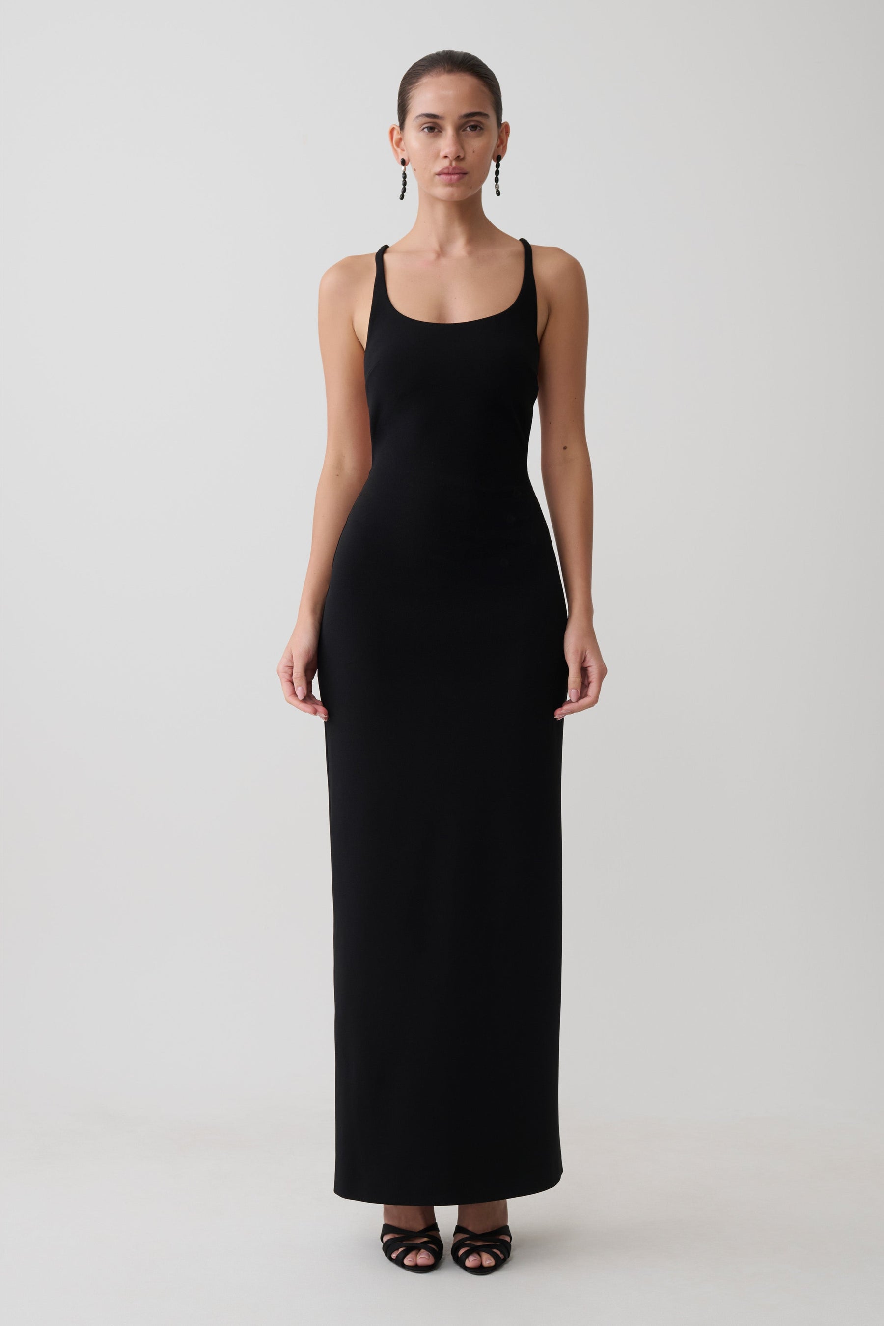 Julian Crepe Strapped Back Maxi Dress - Black