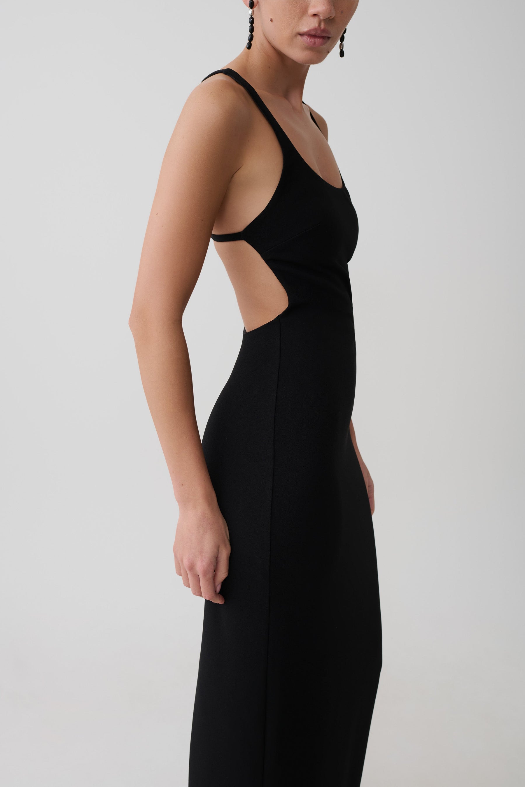 Julian Crepe Strapped Back Maxi Dress - Black