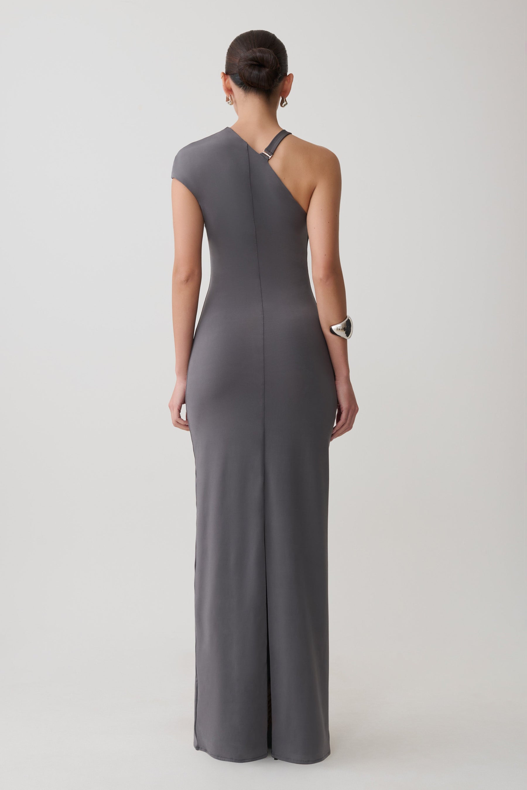 Oden Slinky Maxi Dress With Hardware - Grey