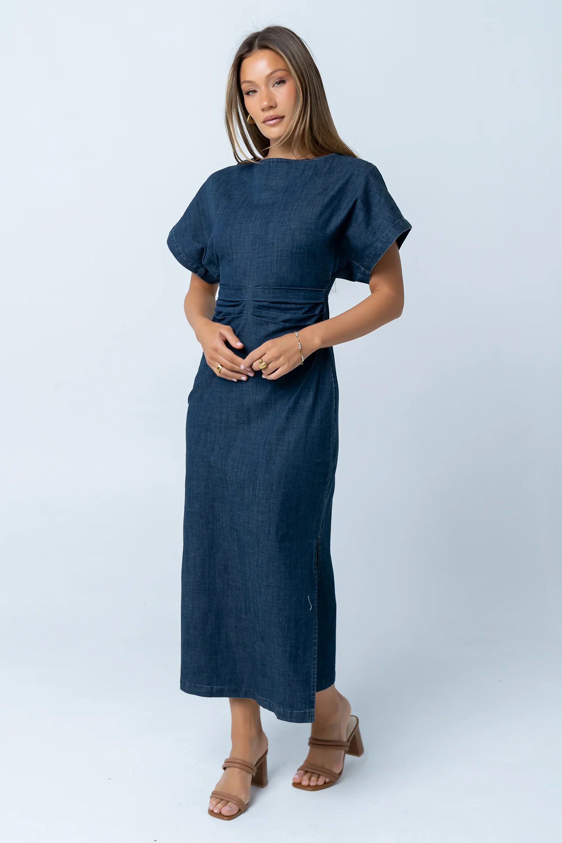 Jeanie Pleated Maxi Dress