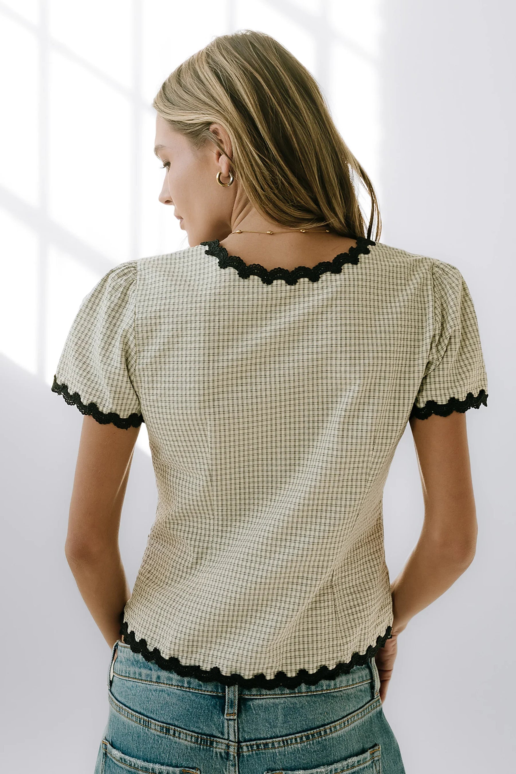 Serra Lace Trim Blouse in Ivory