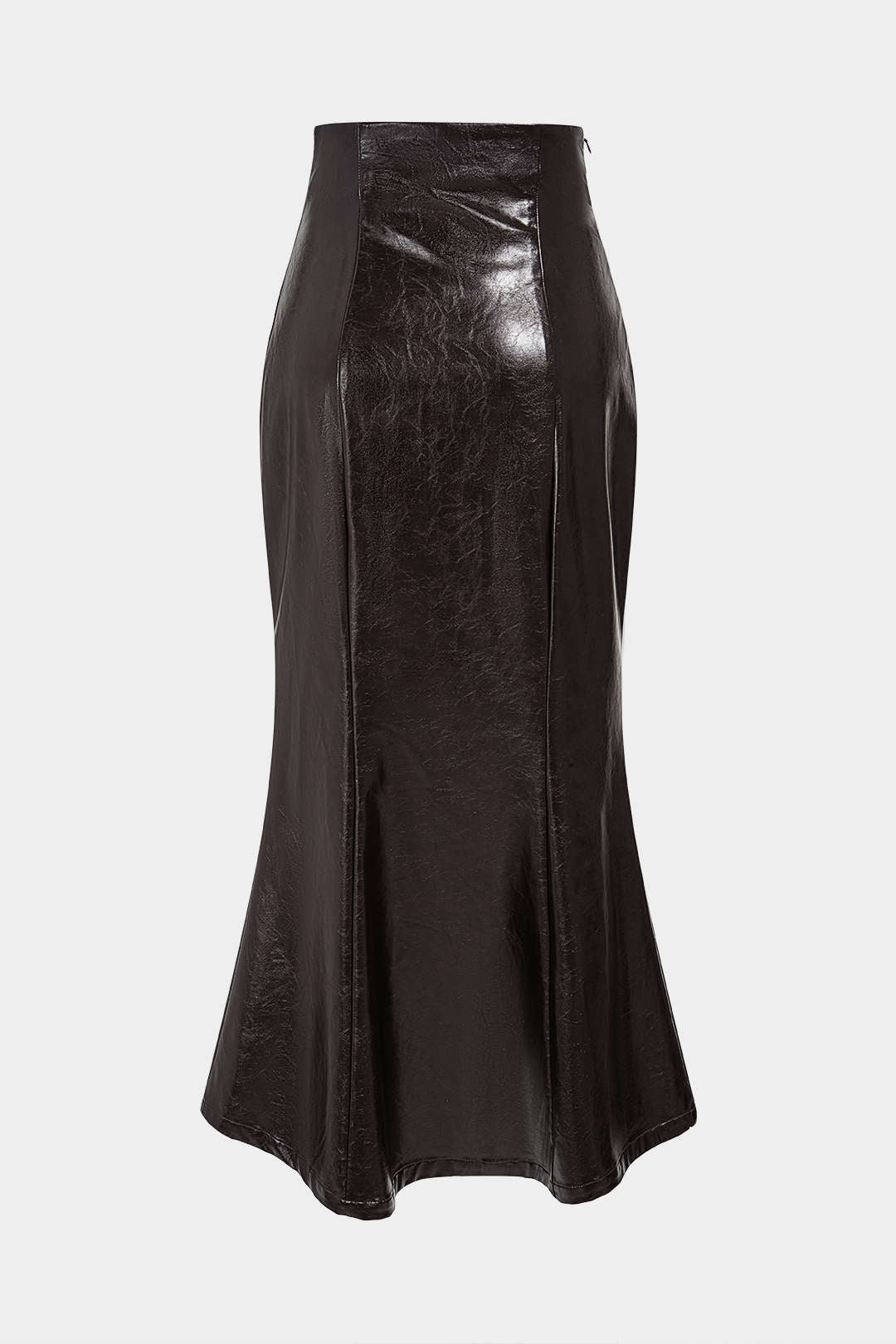 Faux Leather High Waist Button Zipper Skirt