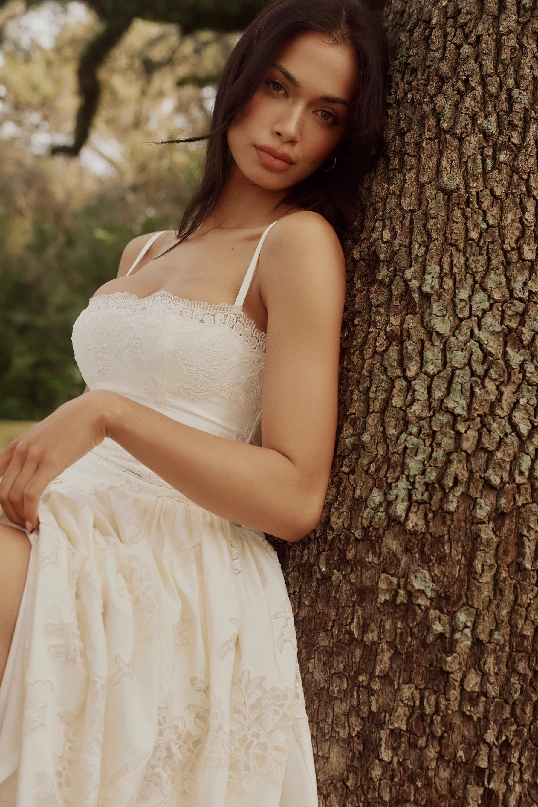 White Custom Lace + Cotton Midi Sundress