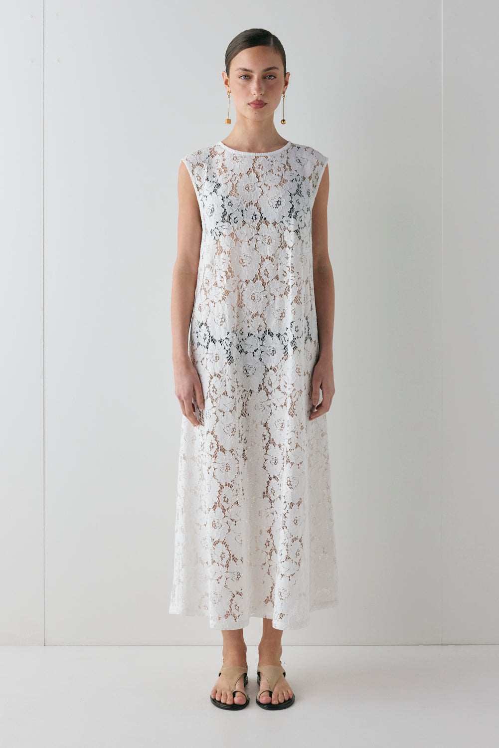 Maya Lace Midi Dress White