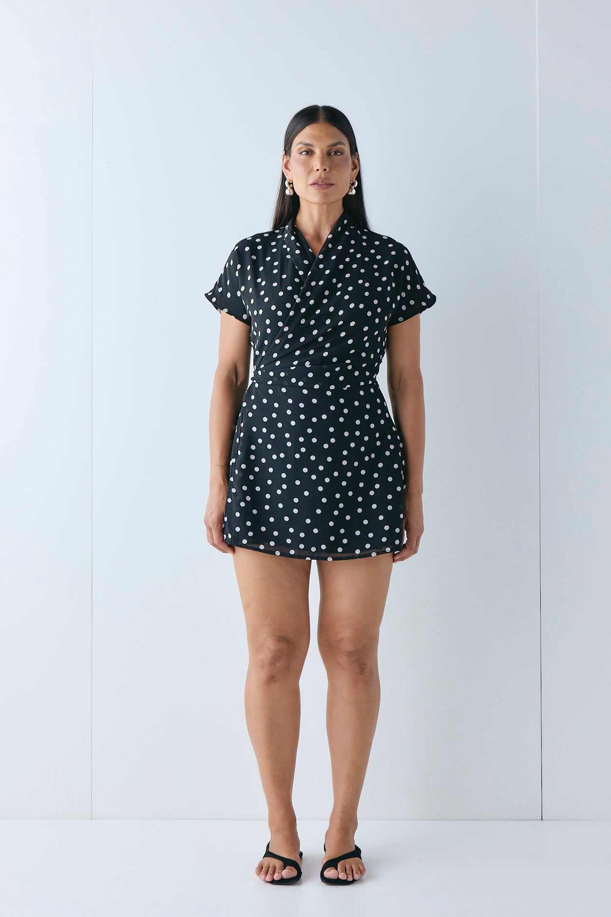 Salma Wrap Mini Dress Polka Dot