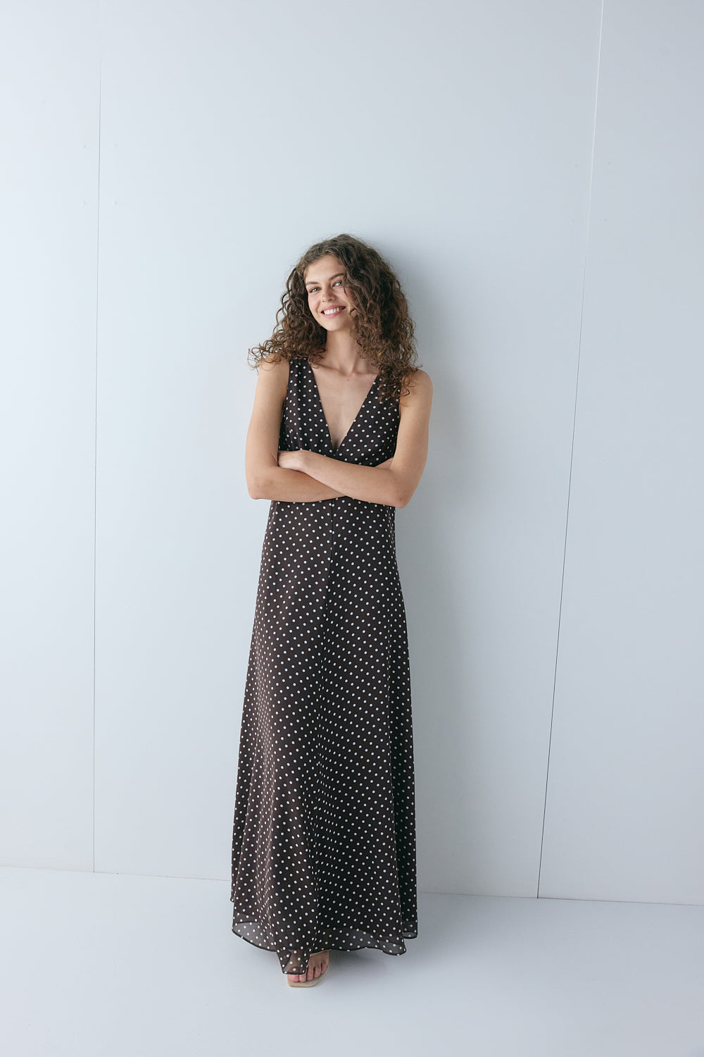 Maeve Maxi Dress Chocolate Polka Dot