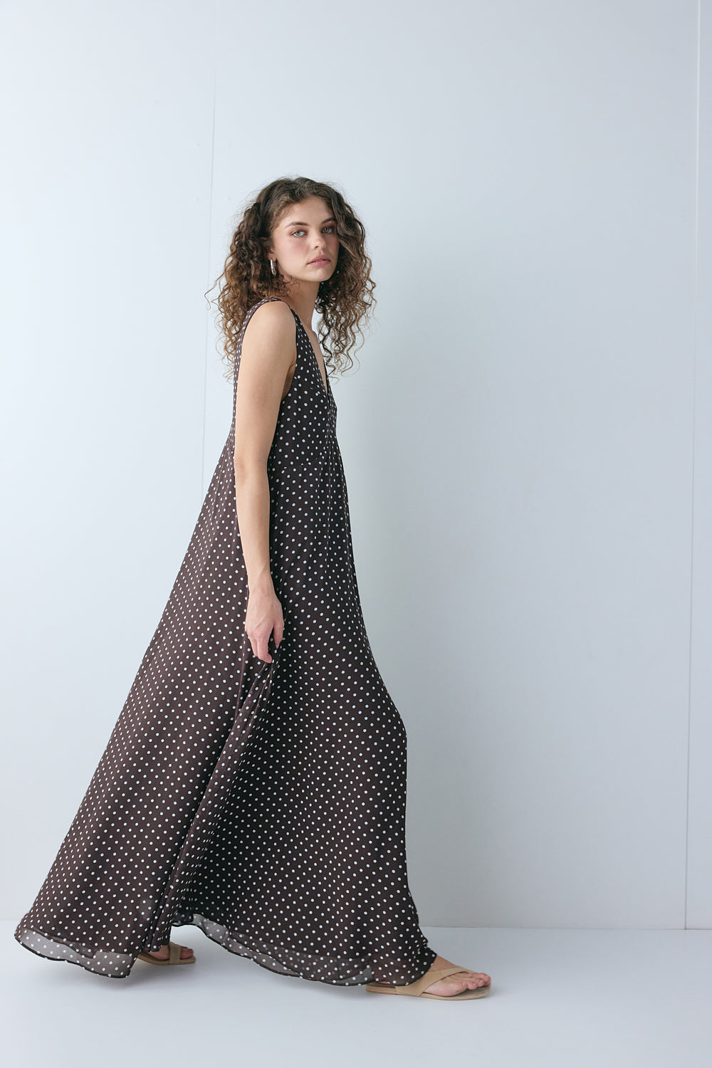 Maeve Maxi Dress Chocolate Polka Dot