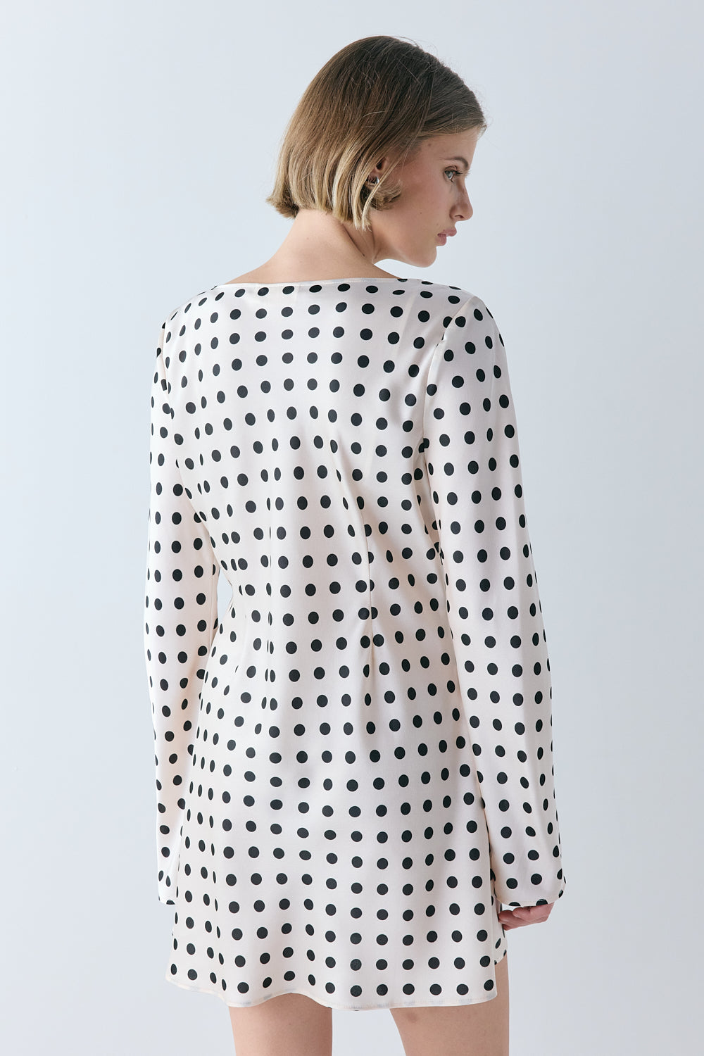 Paris Satin Mini Dress Polka Dot