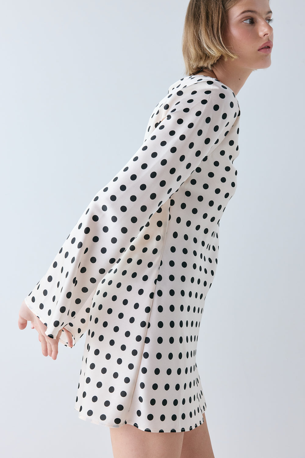 Paris Satin Mini Dress Polka Dot