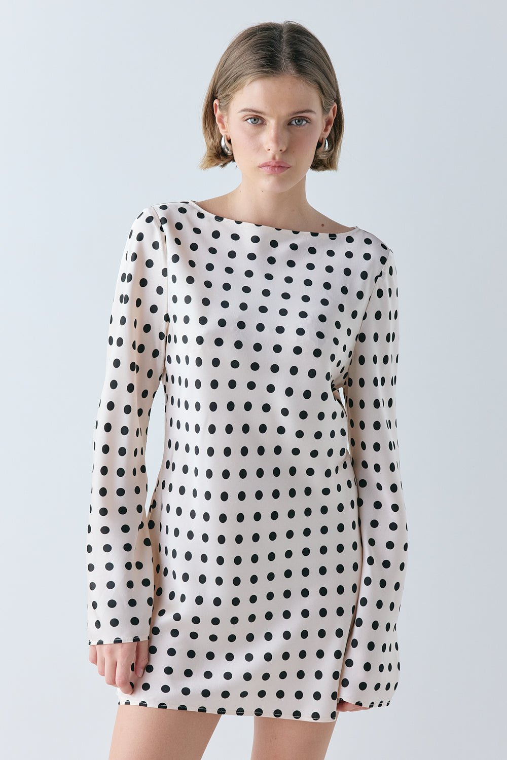 Paris Satin Mini Dress Polka Dot