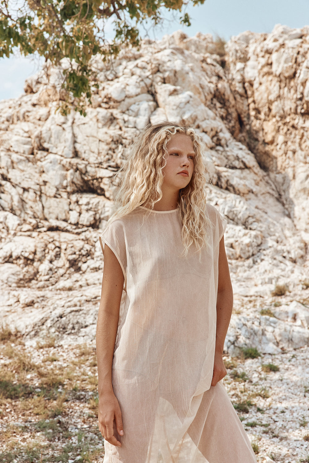 Nara Sheer Maxi Dress Ecru