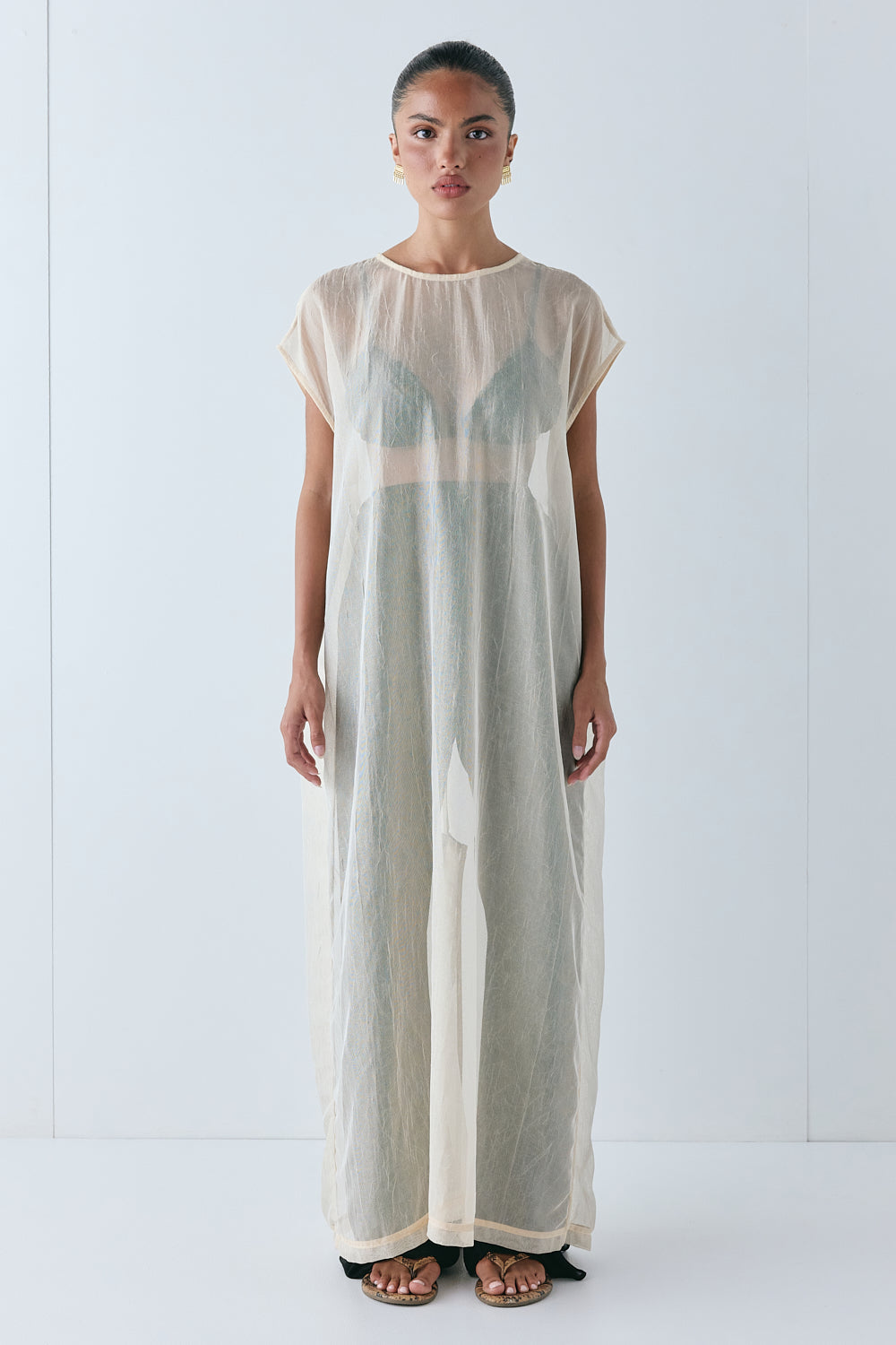 Nara Sheer Maxi Dress Ecru