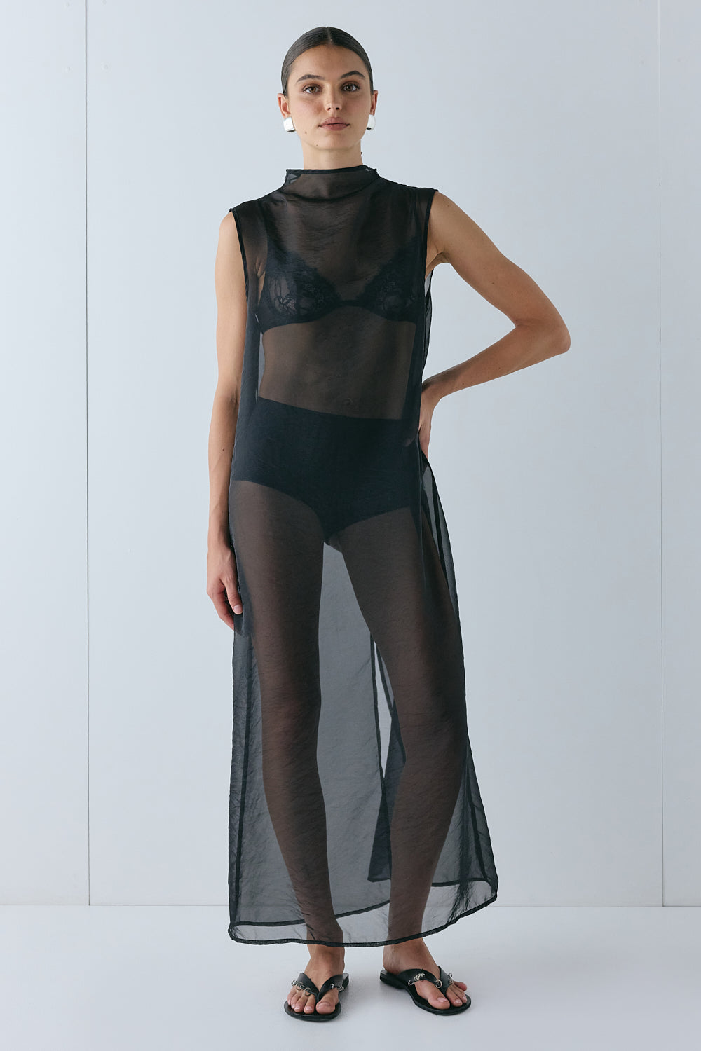 Serena Sheer Maxi Dress Black