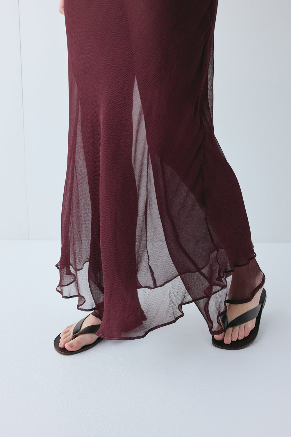 Francesca Sheer Maxi Dress Burgundy