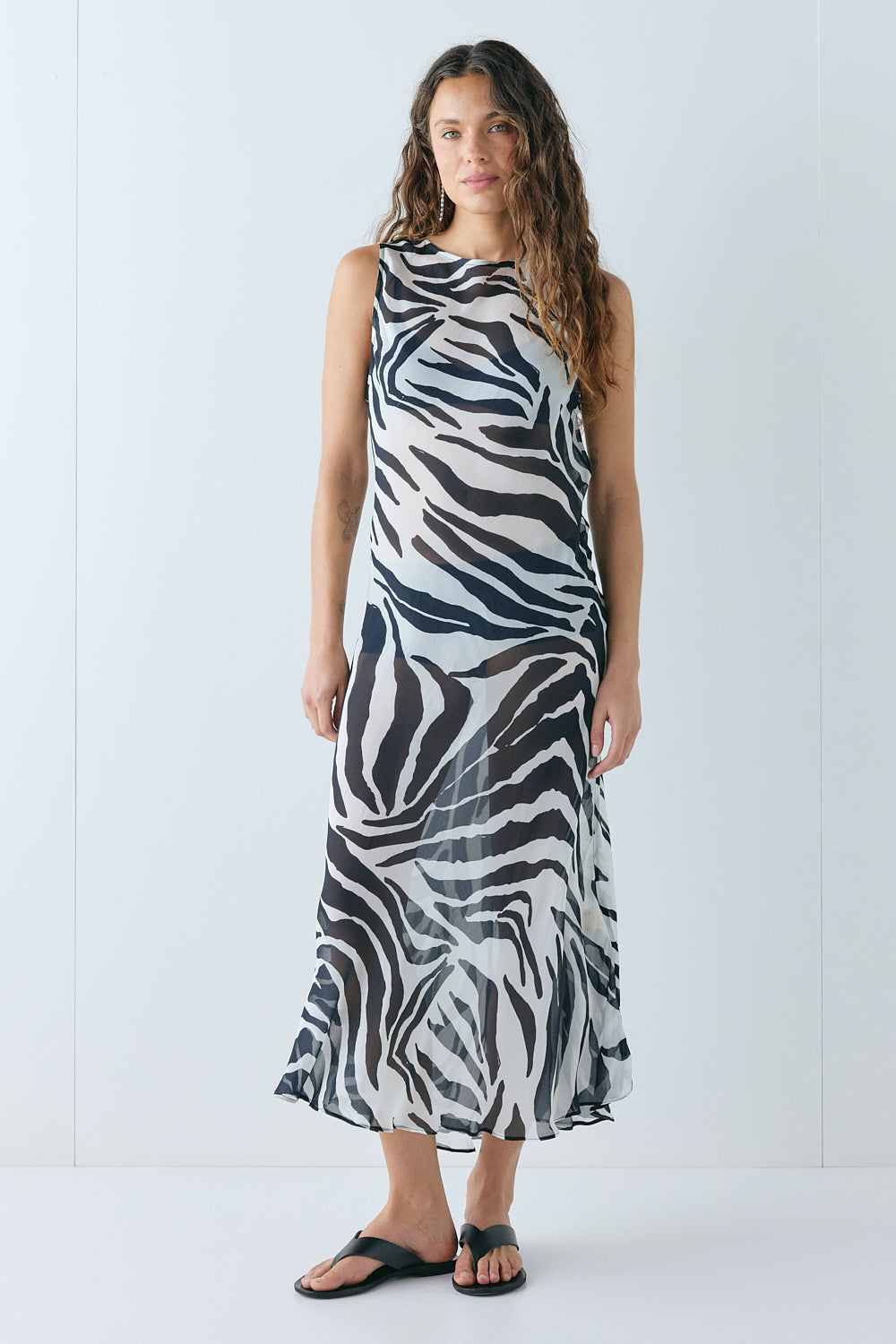 Francesca Sheer Maxi Dress Zebra