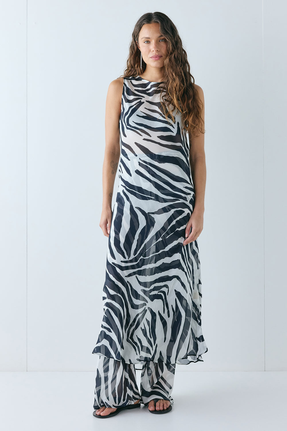 Francesca Sheer Maxi Dress Zebra