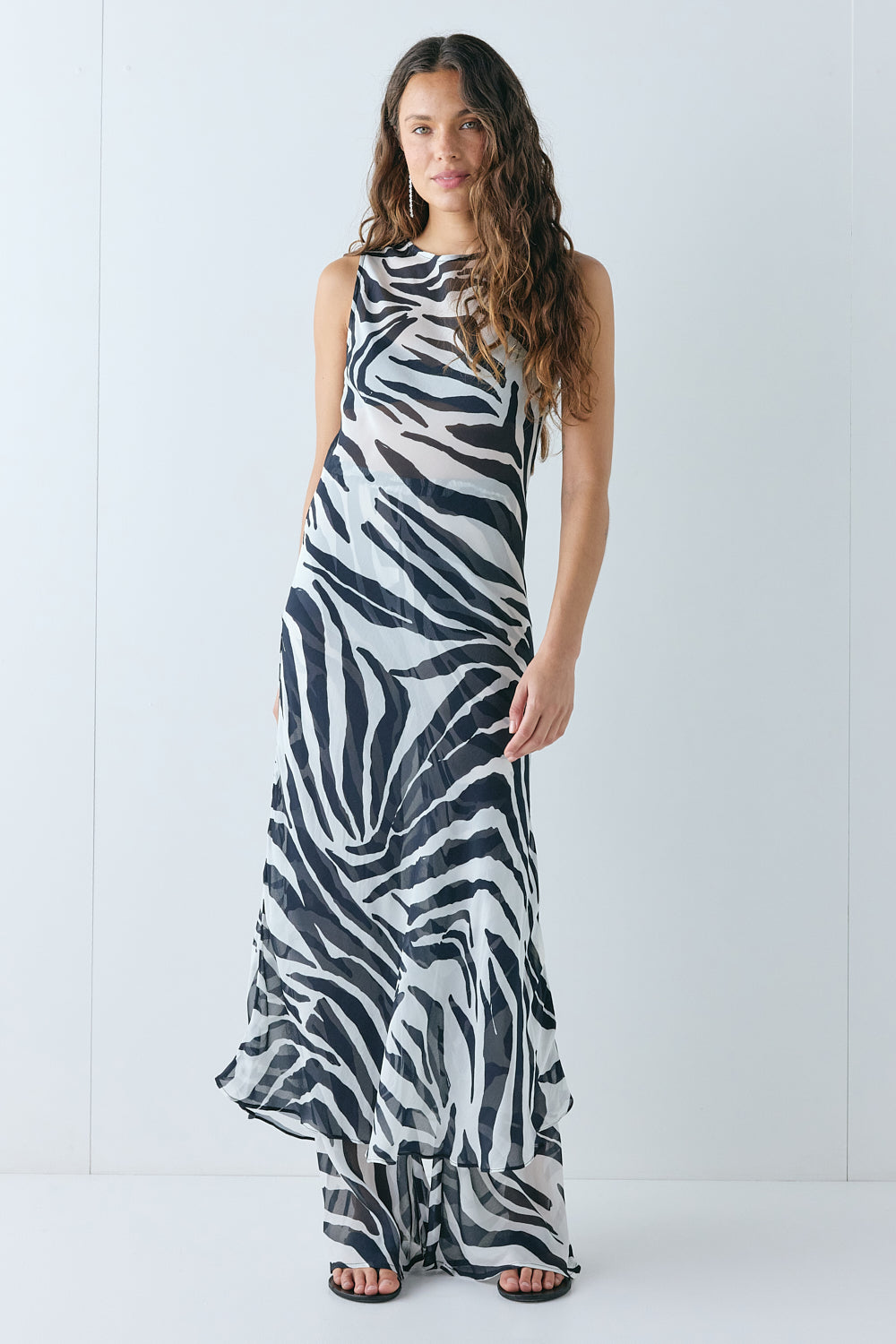 Francesca Sheer Maxi Dress Zebra