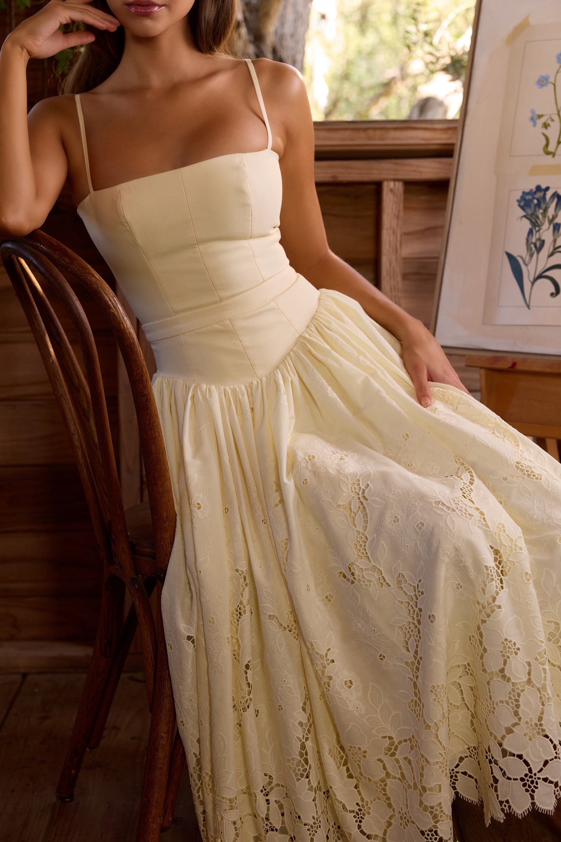 lemon custom lace + broderie anglaise midi sundress