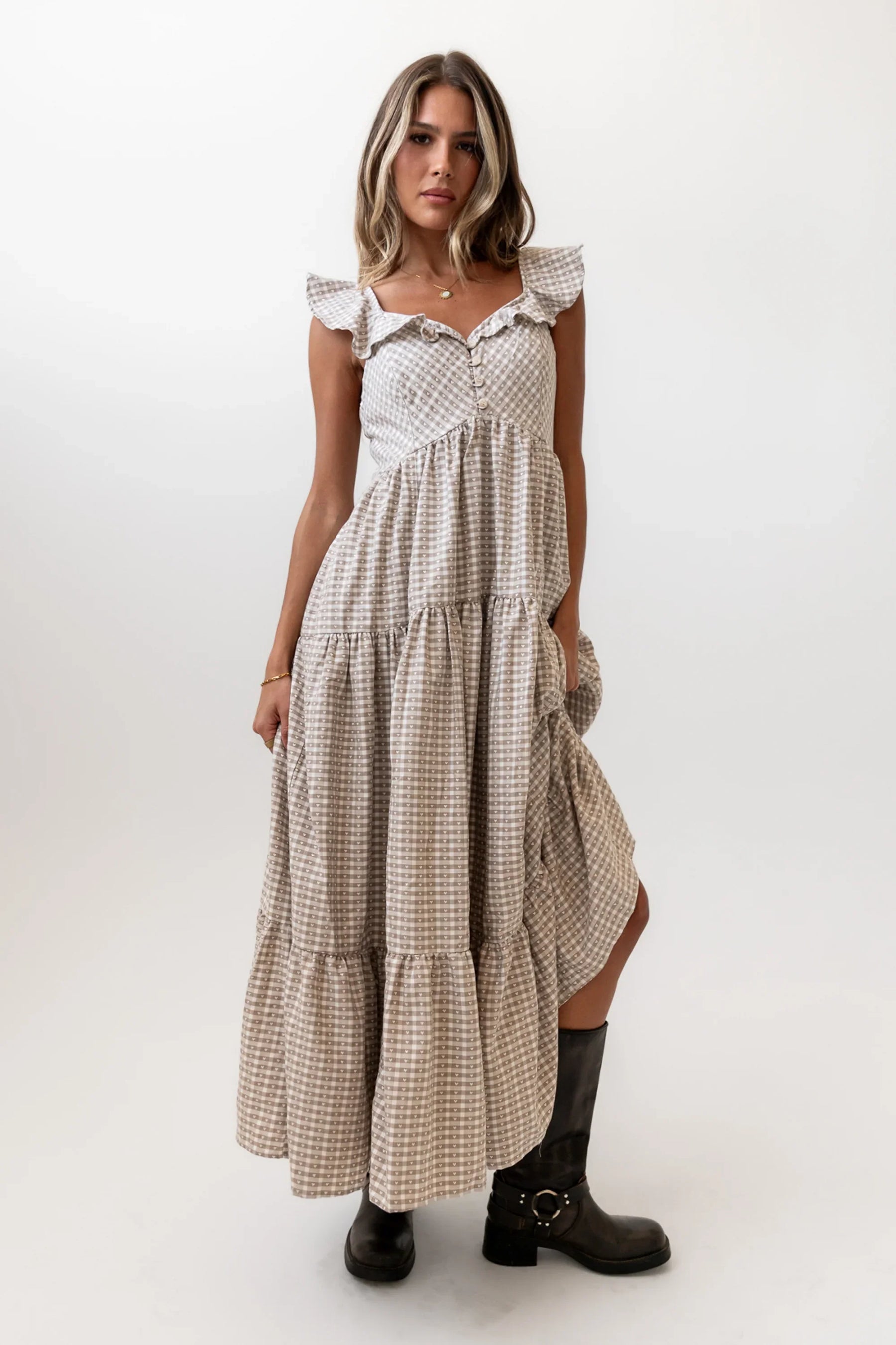Salome Gingham Maxi Dress