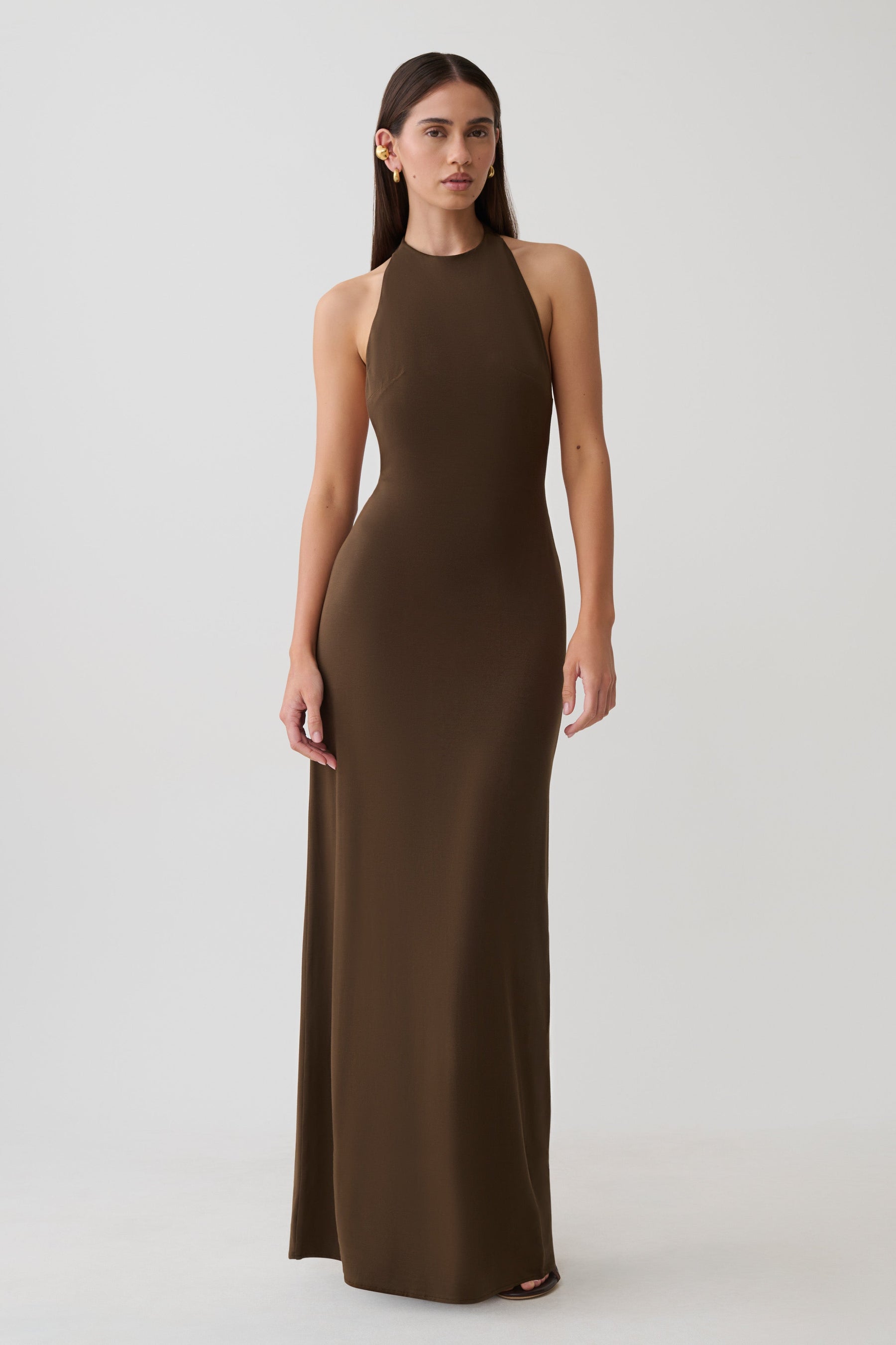 Halley Back T-Strap Maxi Dress - Chocolate