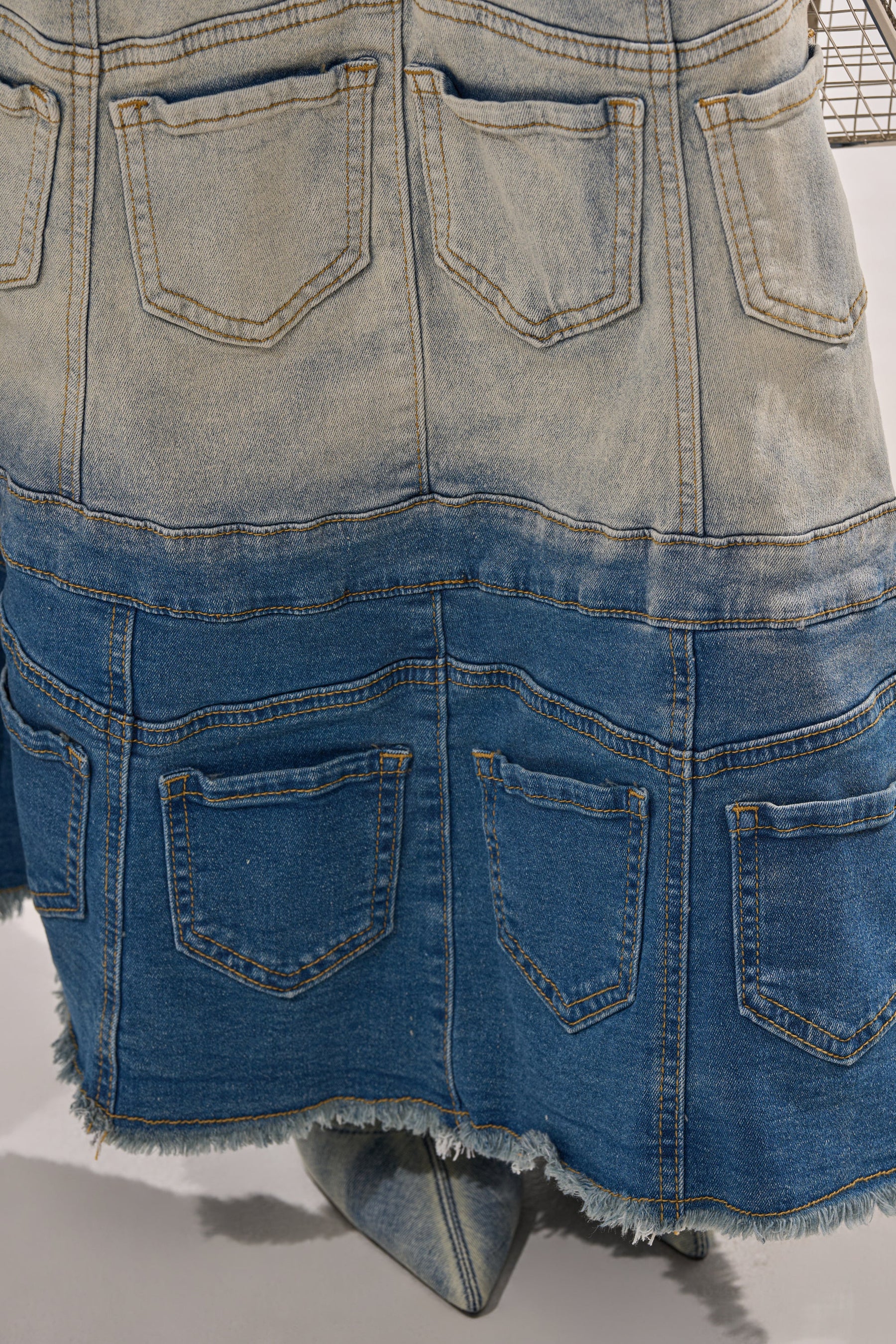DENIM ON DENIM LAYERED MAXI DRESS