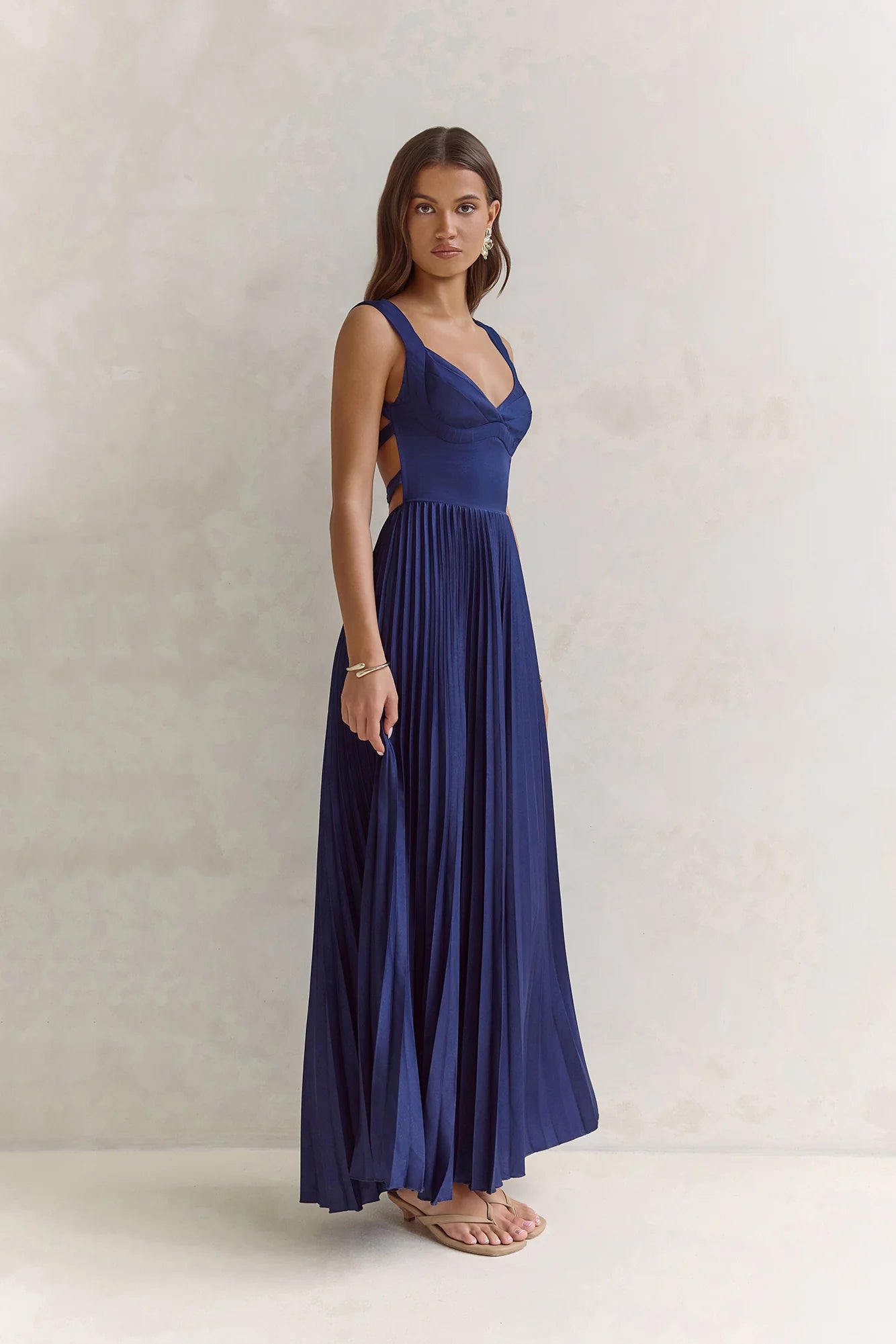 Song Of The Sky Plisse Maxi Dress Navy