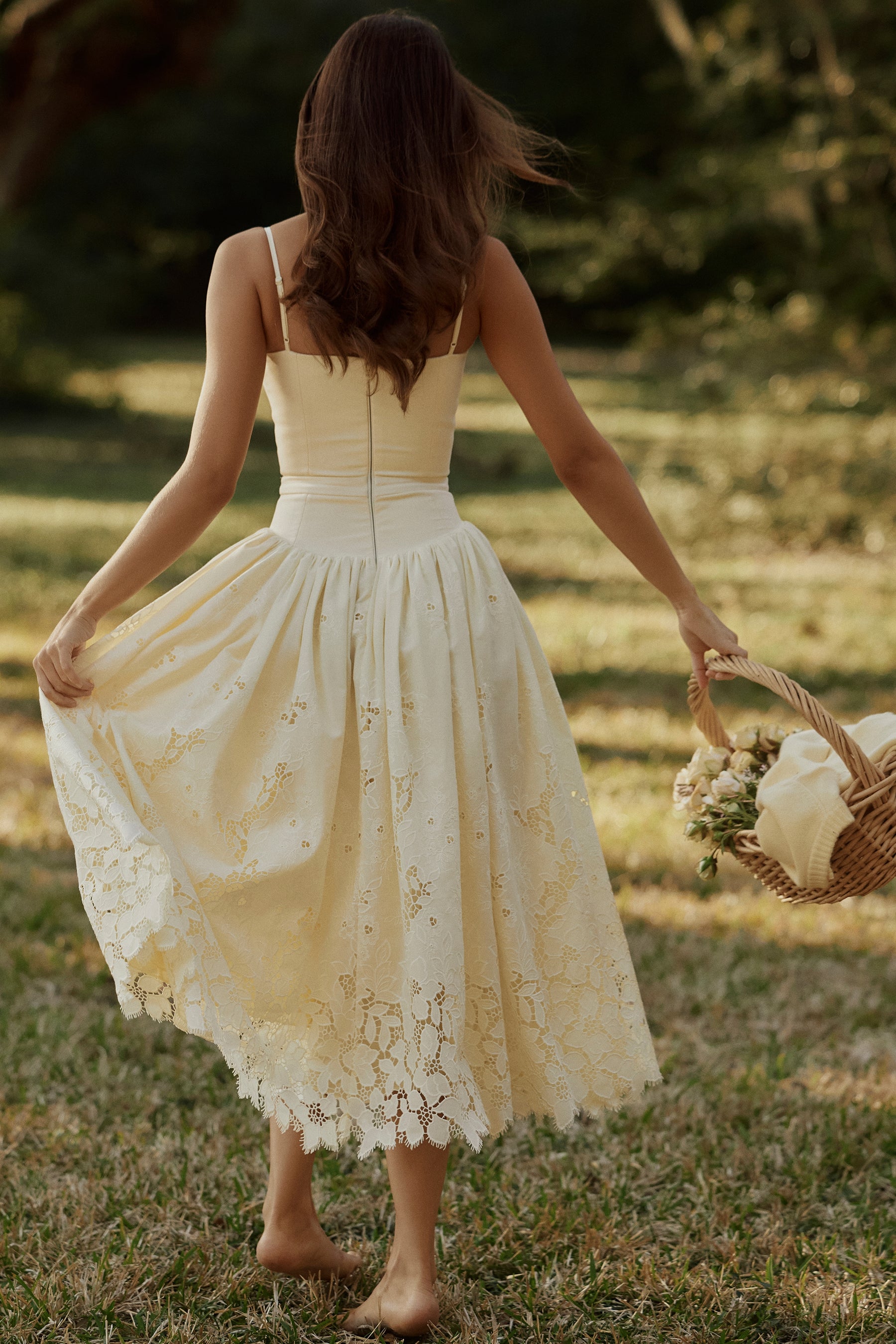 lemon custom lace + broderie anglaise midi sundress