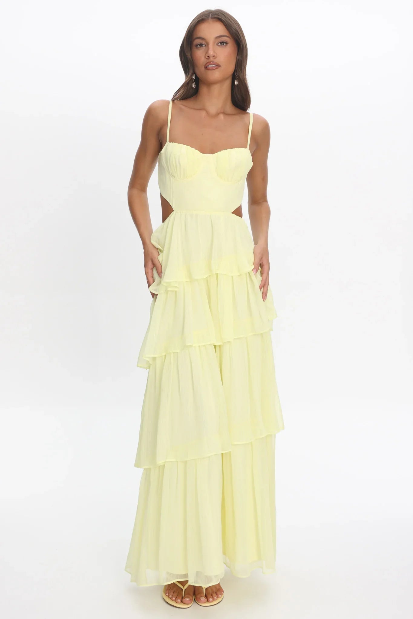 Vianne Tiered Cut-Out Maxi Dress Butter
