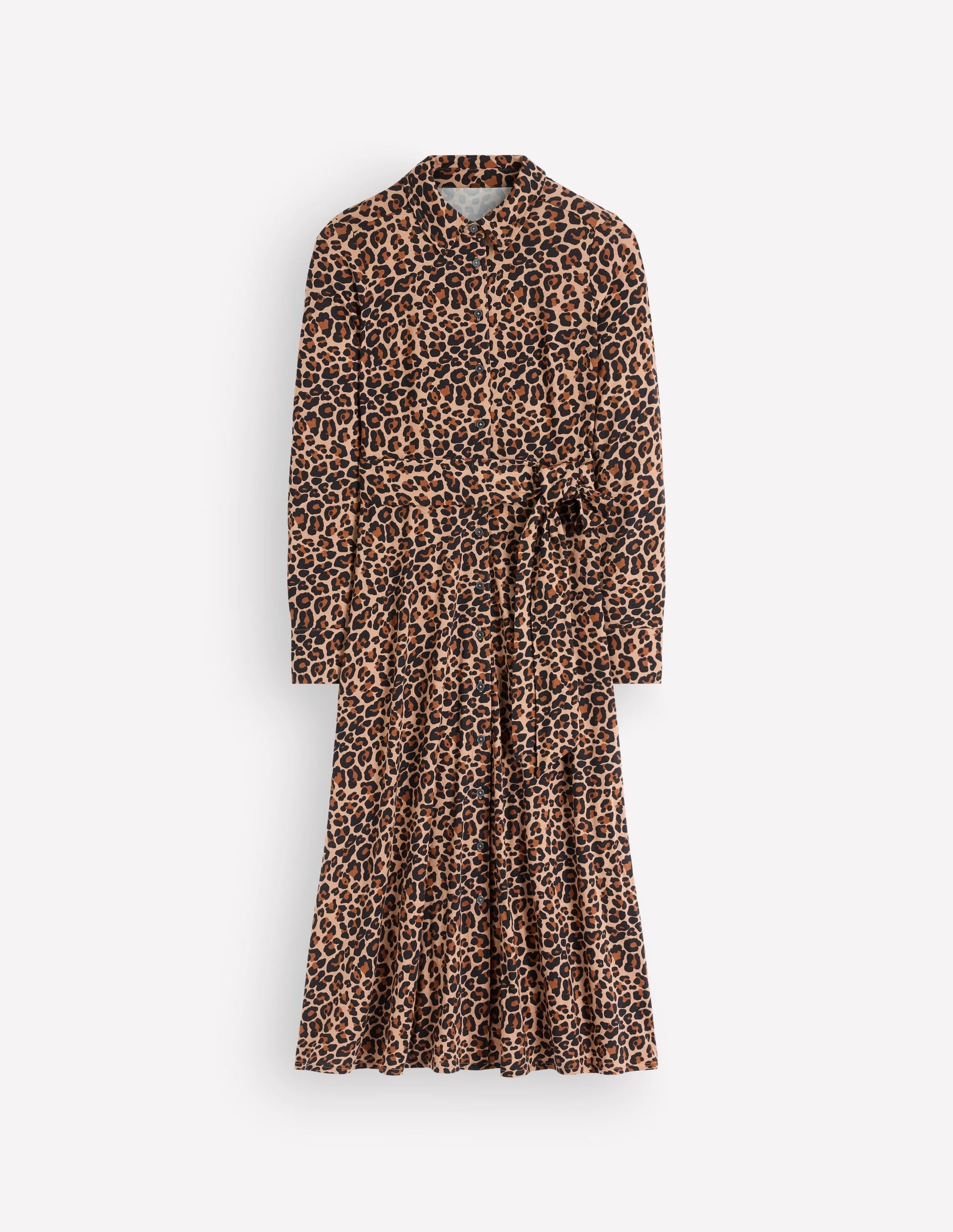 Marcia Jersey Shirt Dress-Camel, Leopard Fields