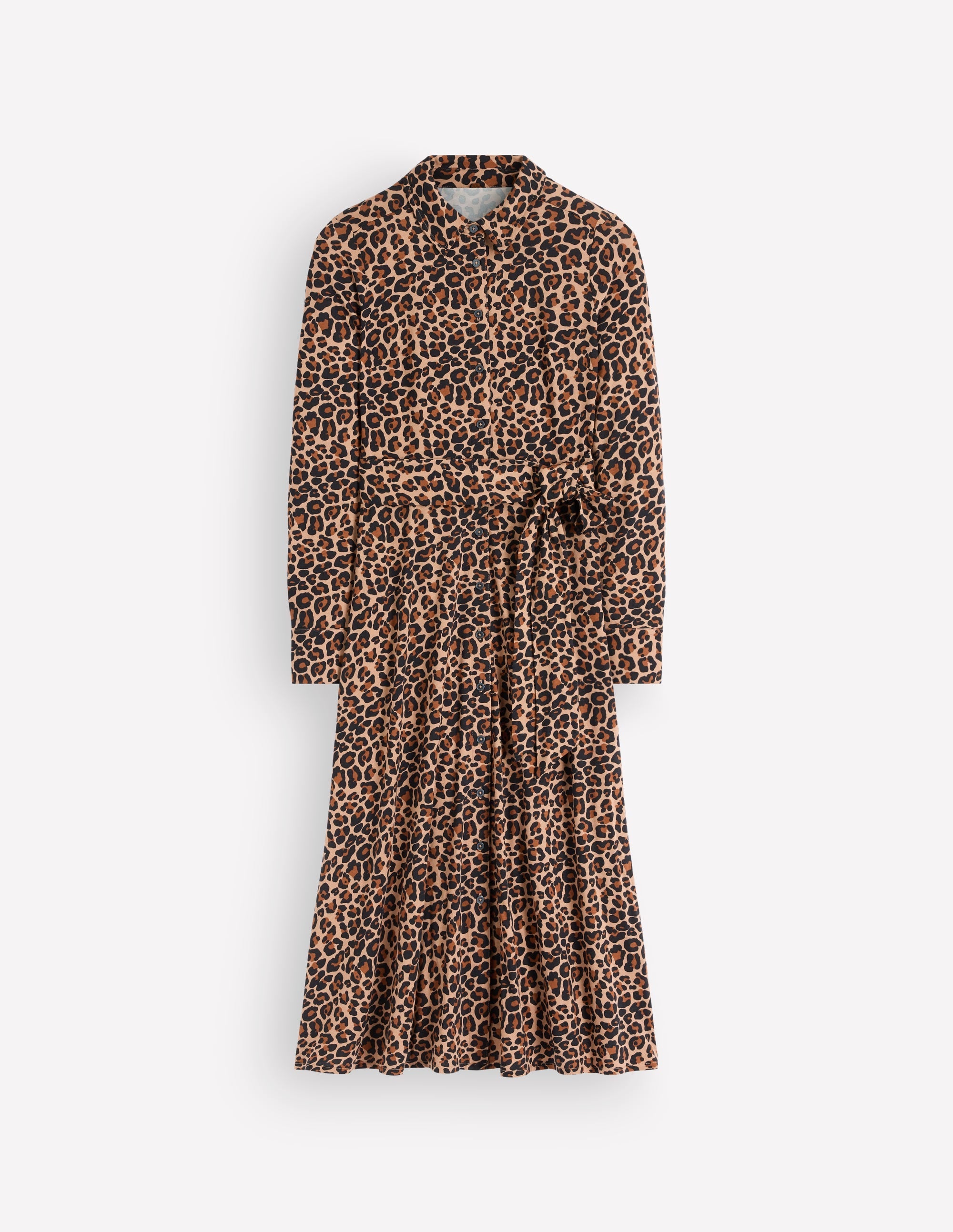 Marcia Jersey Shirt Dress-Camel, Leopard Fields